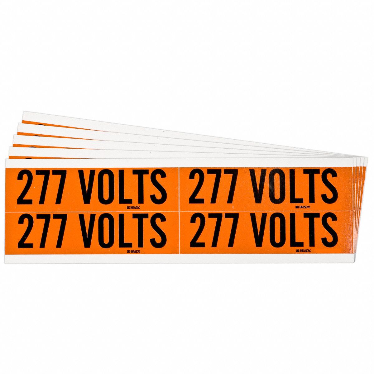 Conduit & Voltage Signs & Labels: 4 1/8 in Label Wd, 1 1/8 in Label Ht, 277 Volts, 5 PK