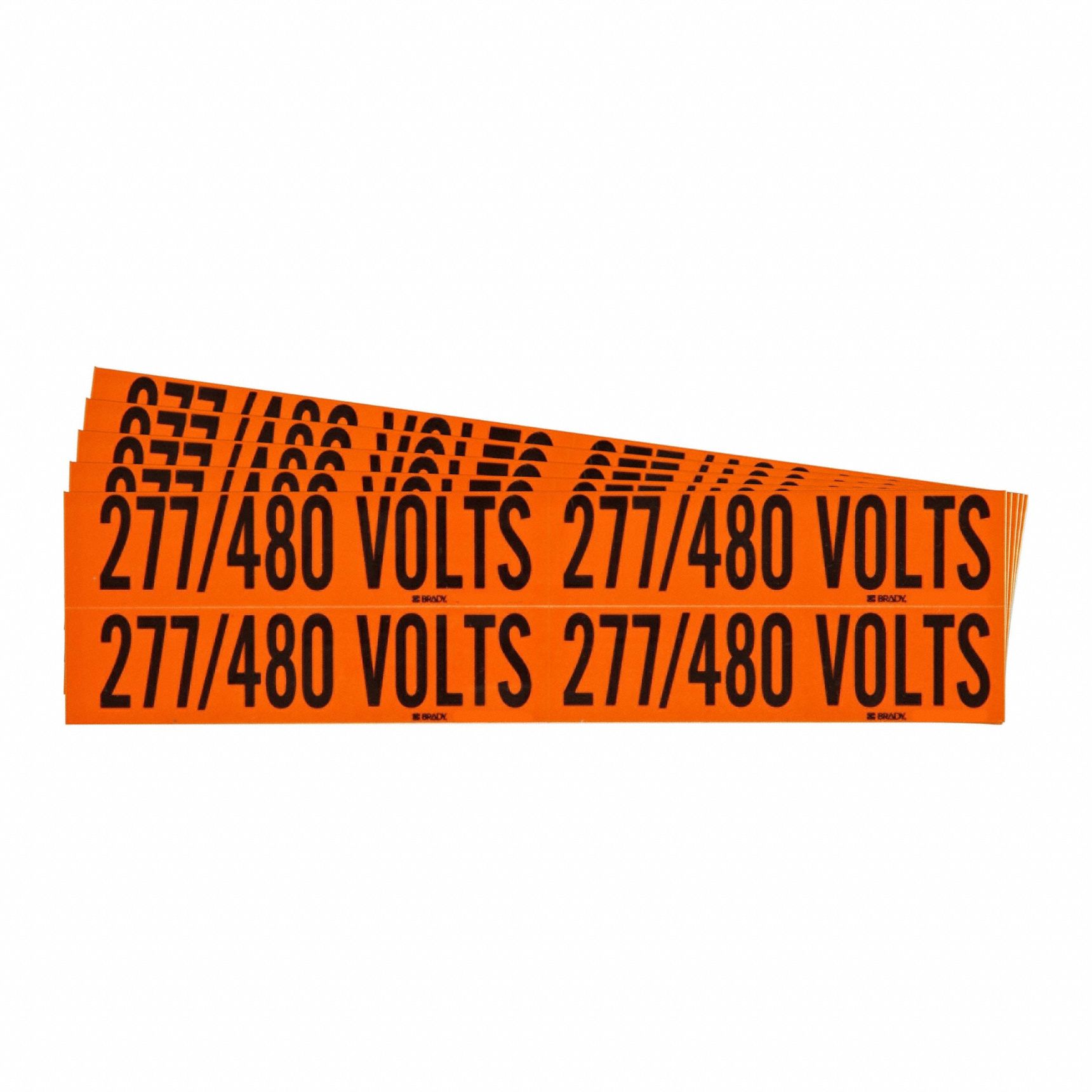 Conduit & Voltage Signs & Labels: 4 1/8 in Label Wd, 1 1/8 in Label Ht, 277/480 Volts, 5 PK