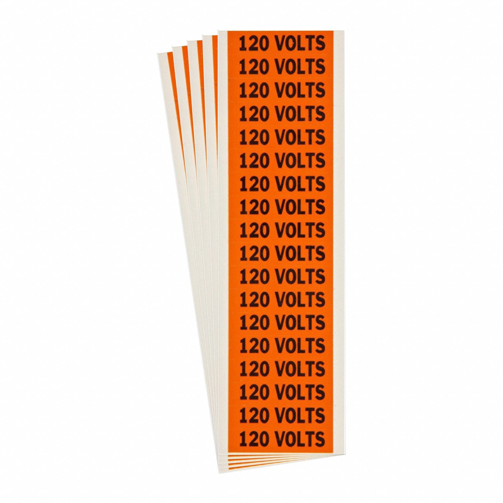 Conduit & Voltage Signs & Labels: 2 1/4 in Label Wd, 1/2 in Label Ht, 120 Volts, C Label, 5 PK