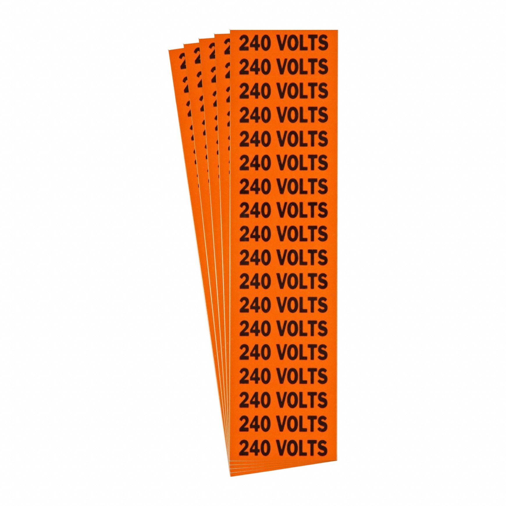 Conduit & Voltage Signs & Labels: 2 1/4 in Label Wd, 1/2 in Label Ht, 240 Volts, C Label, 5 PK