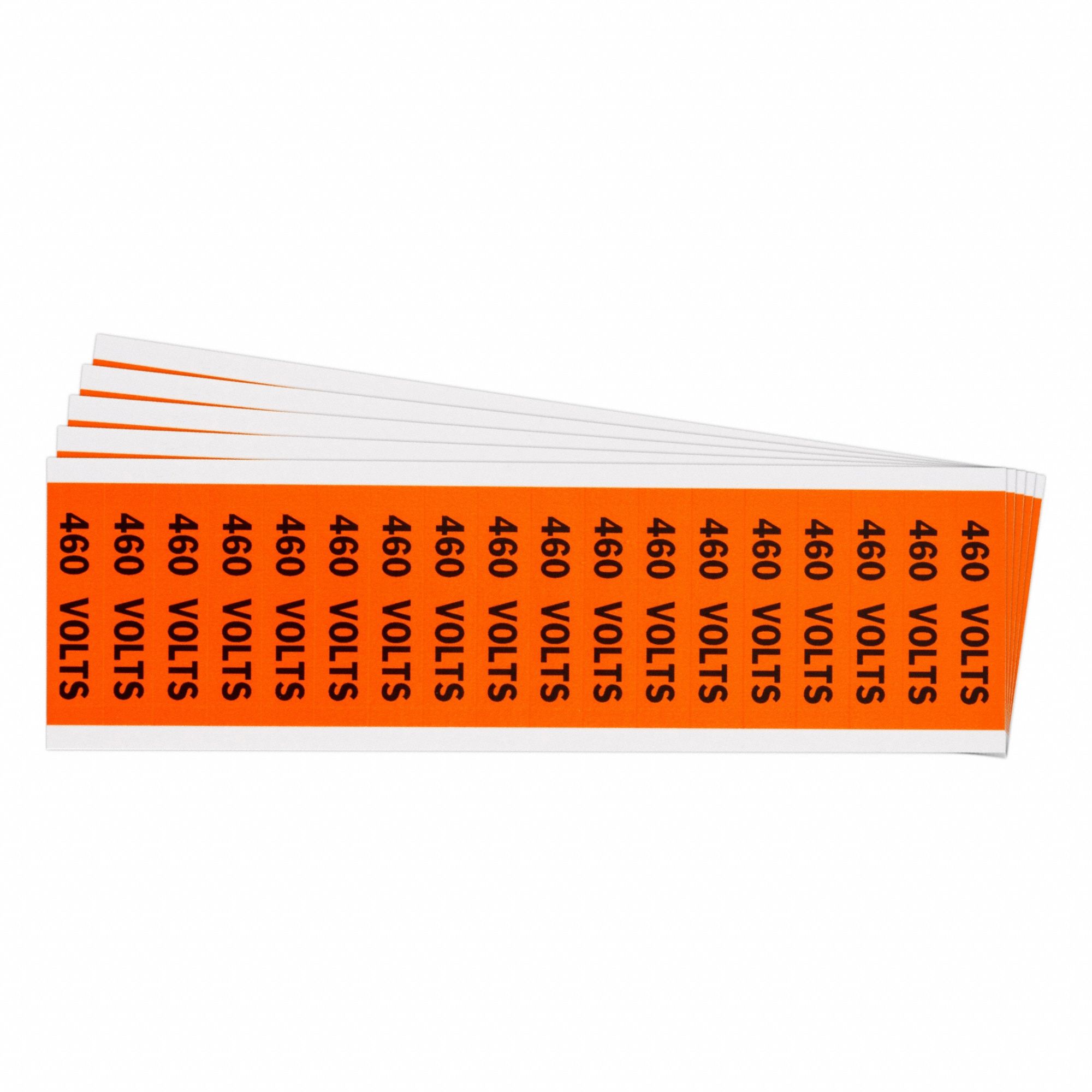 Conduit & Voltage Signs & Labels: 2 1/4 in Label Wd, 1/2 in Label Ht, 460 Volts, C Label, 5 PK