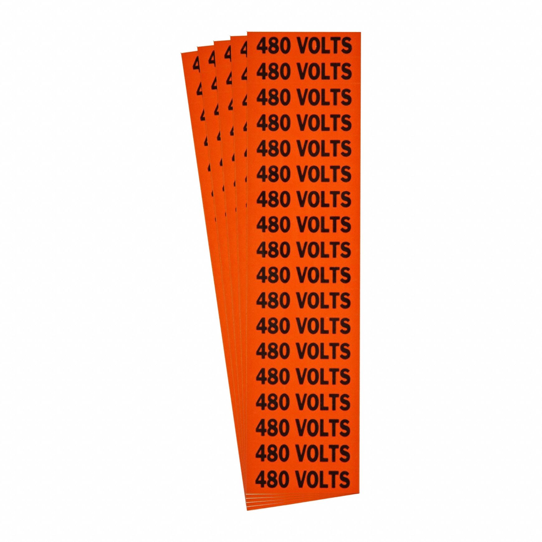 Conduit & Voltage Signs & Labels: 2 1/4 in Label Wd, 1/2 in Label Ht, 480 Volts, C Label, 5 PK