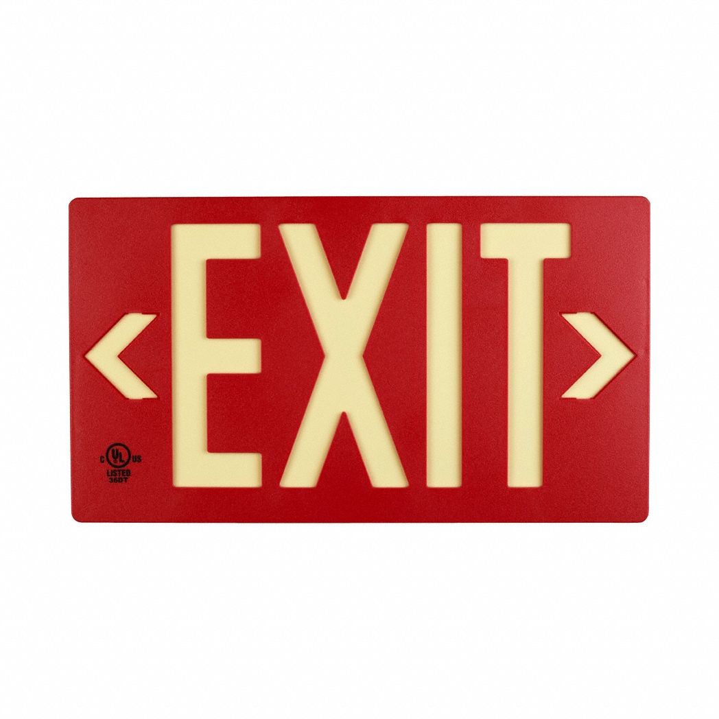 Glo Exit Sign 8.75X15.5 2Side Wt/Rd
