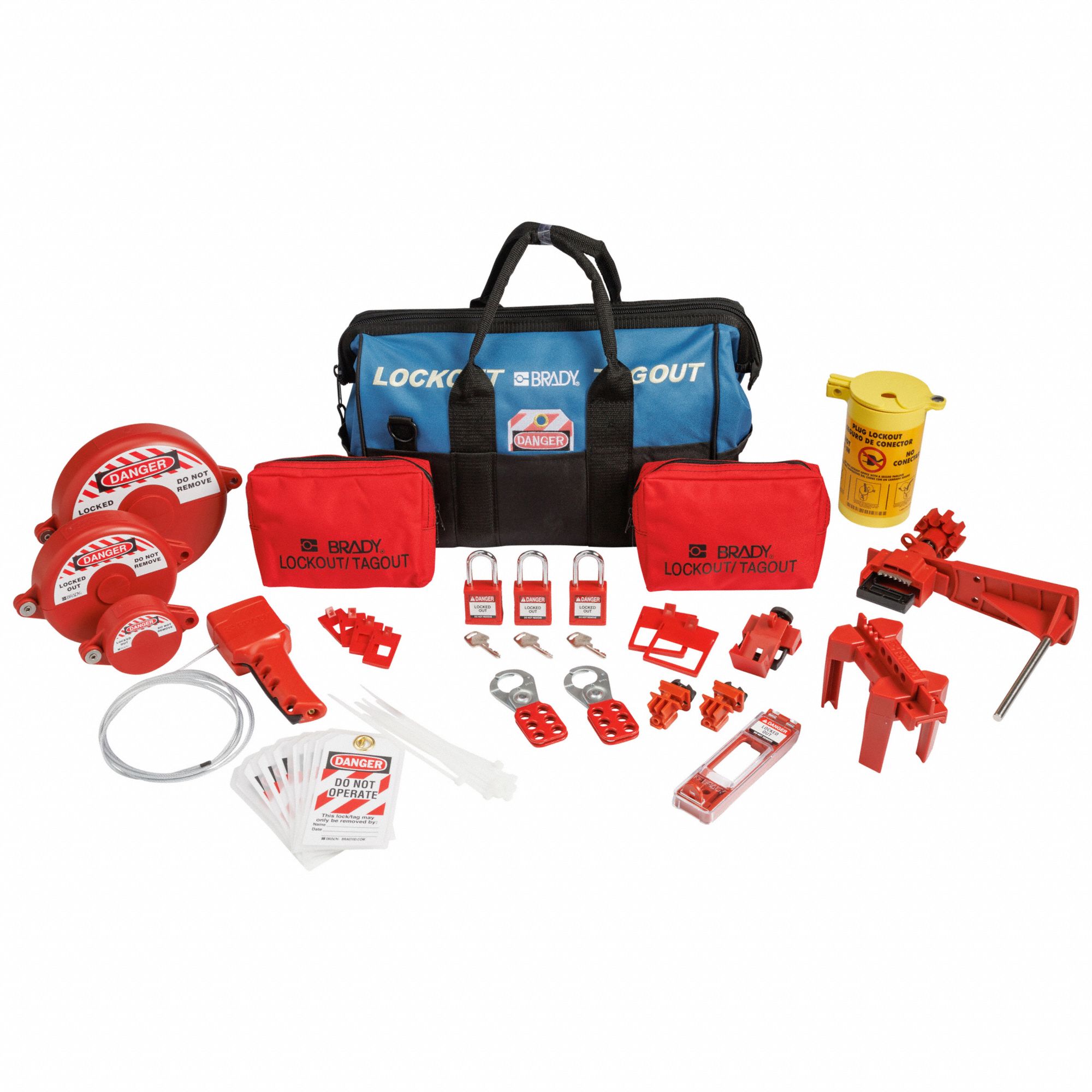 BRADY, Keyed Different Padlocks, Blue, Valve Lockout Kit 799YU8