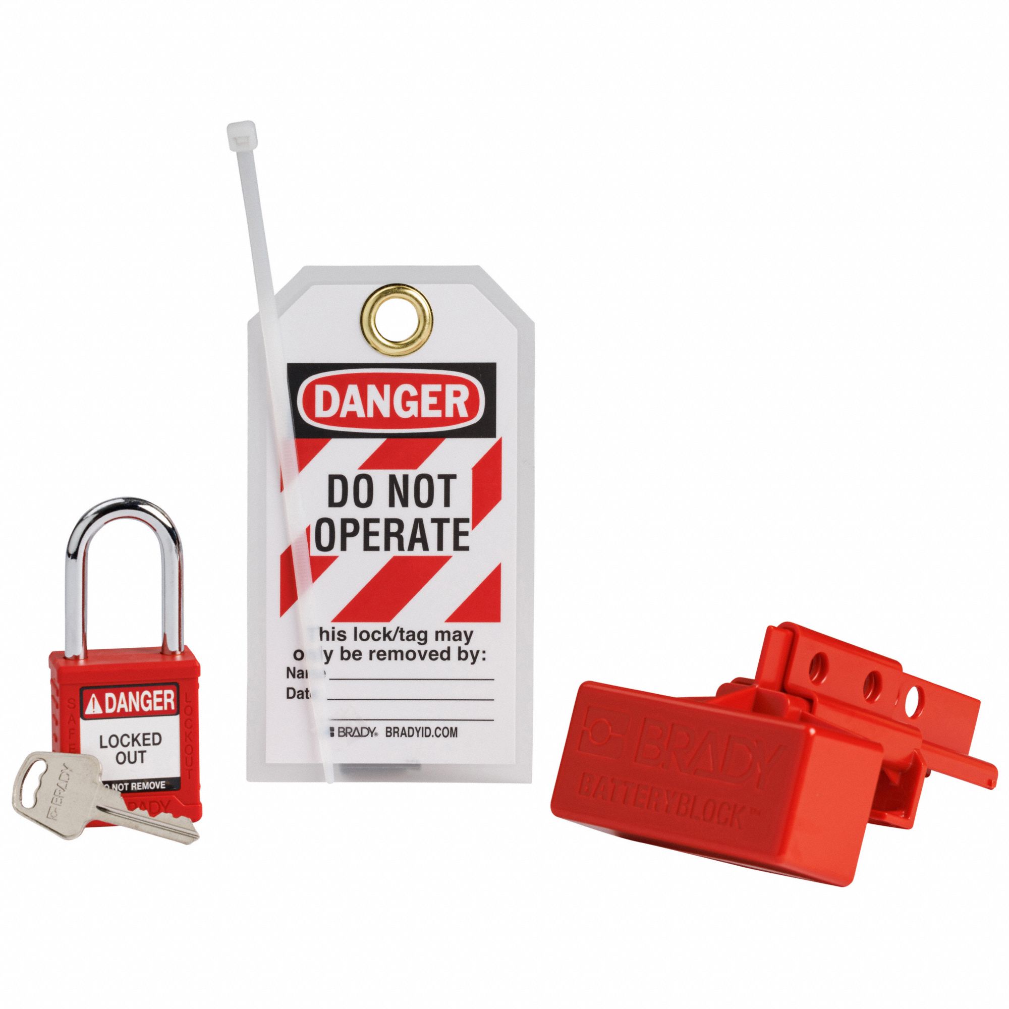 BRADY, Keyed Different Padlocks, Red, Lockout Kit 799YW4153676
