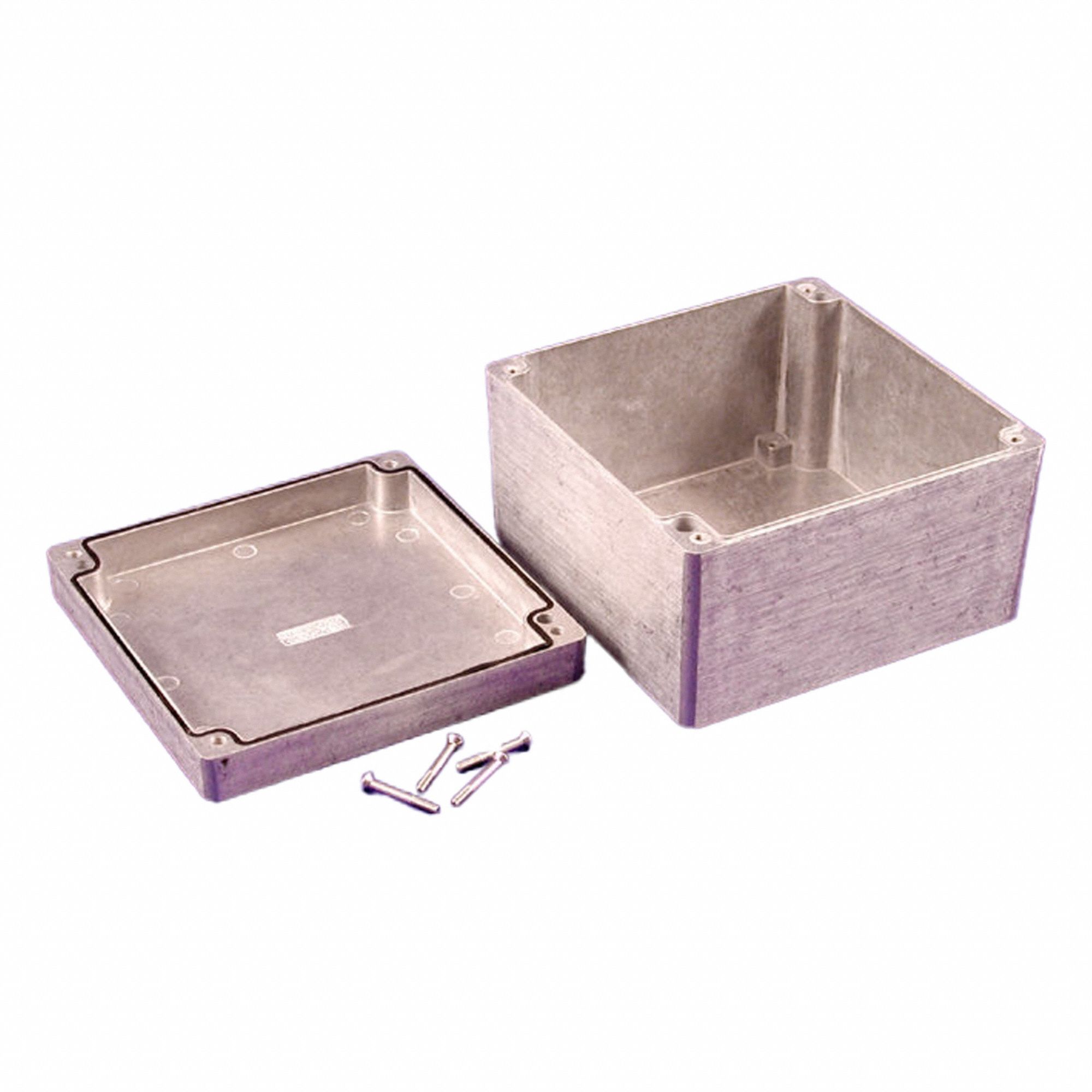 Enclosure: Die-Cast Aluminum, 6 in x 6 in x 4 in, NEMA 1/12/13/4/4X, Solid Cover, Screw On