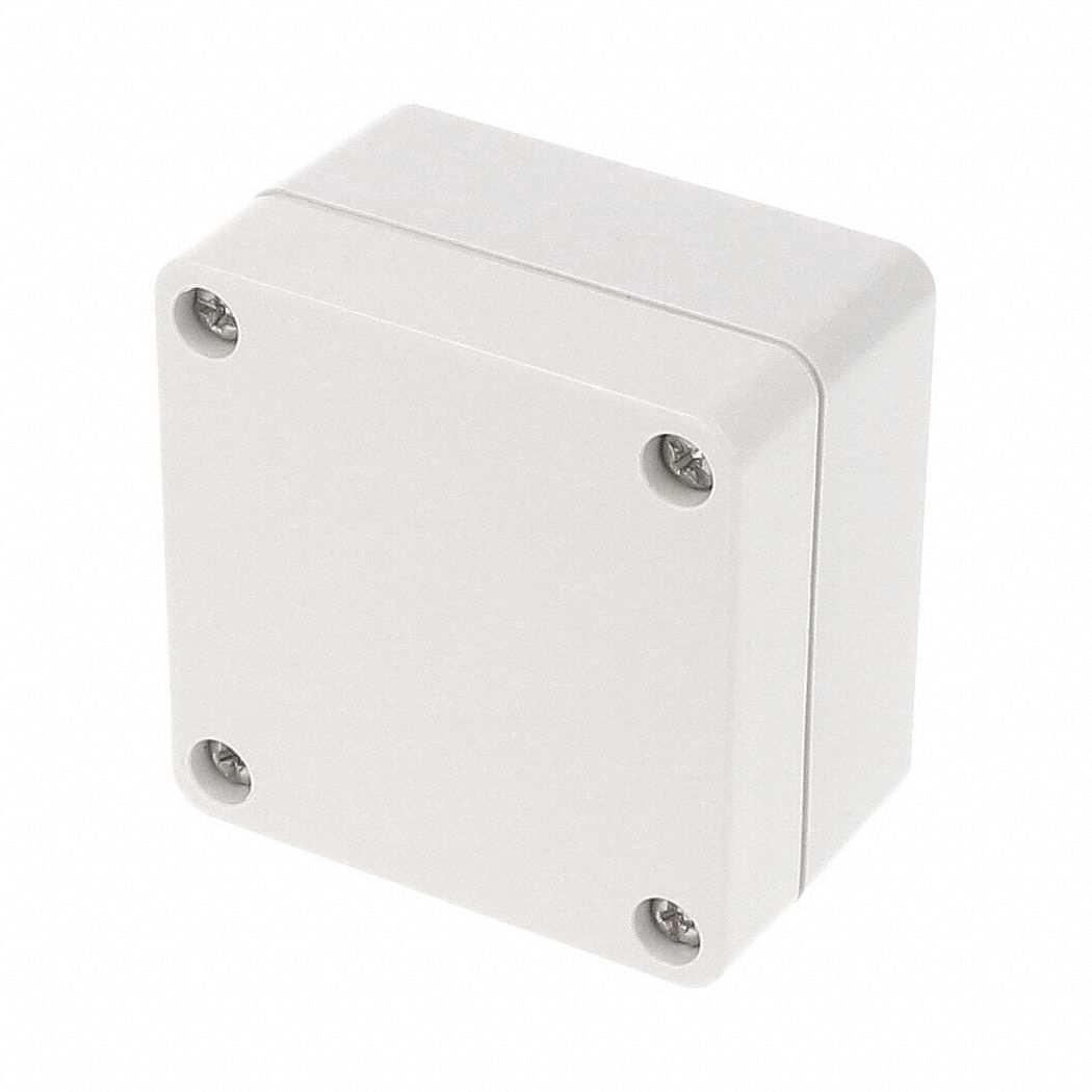 Enclosure: Polycarbonate, 2 in x 2 in x 2 in, NEMA 12/13/4/4X/6/6P, Screw On, Solid Cover