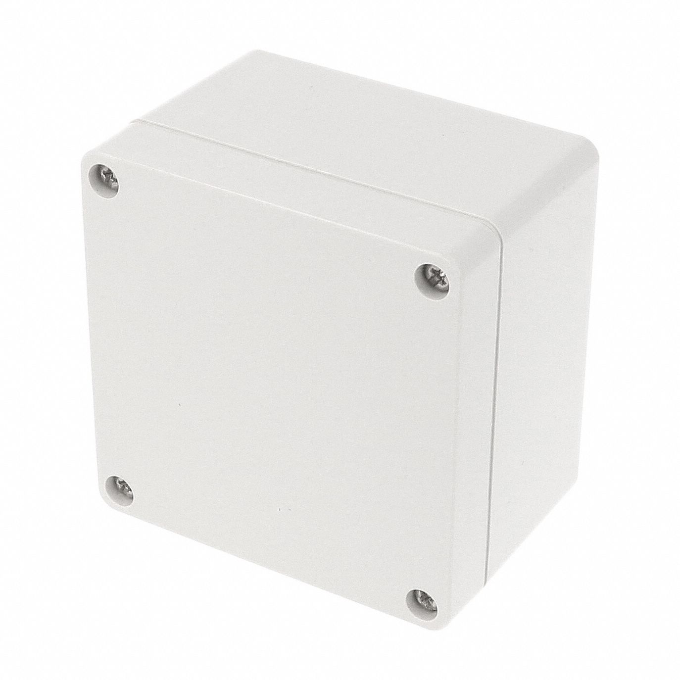 Enclosure: Polycarbonate, 3 in x 3 in x 2 in, NEMA 12/13/4/4X/6/6P, Screw On, Solid Cover