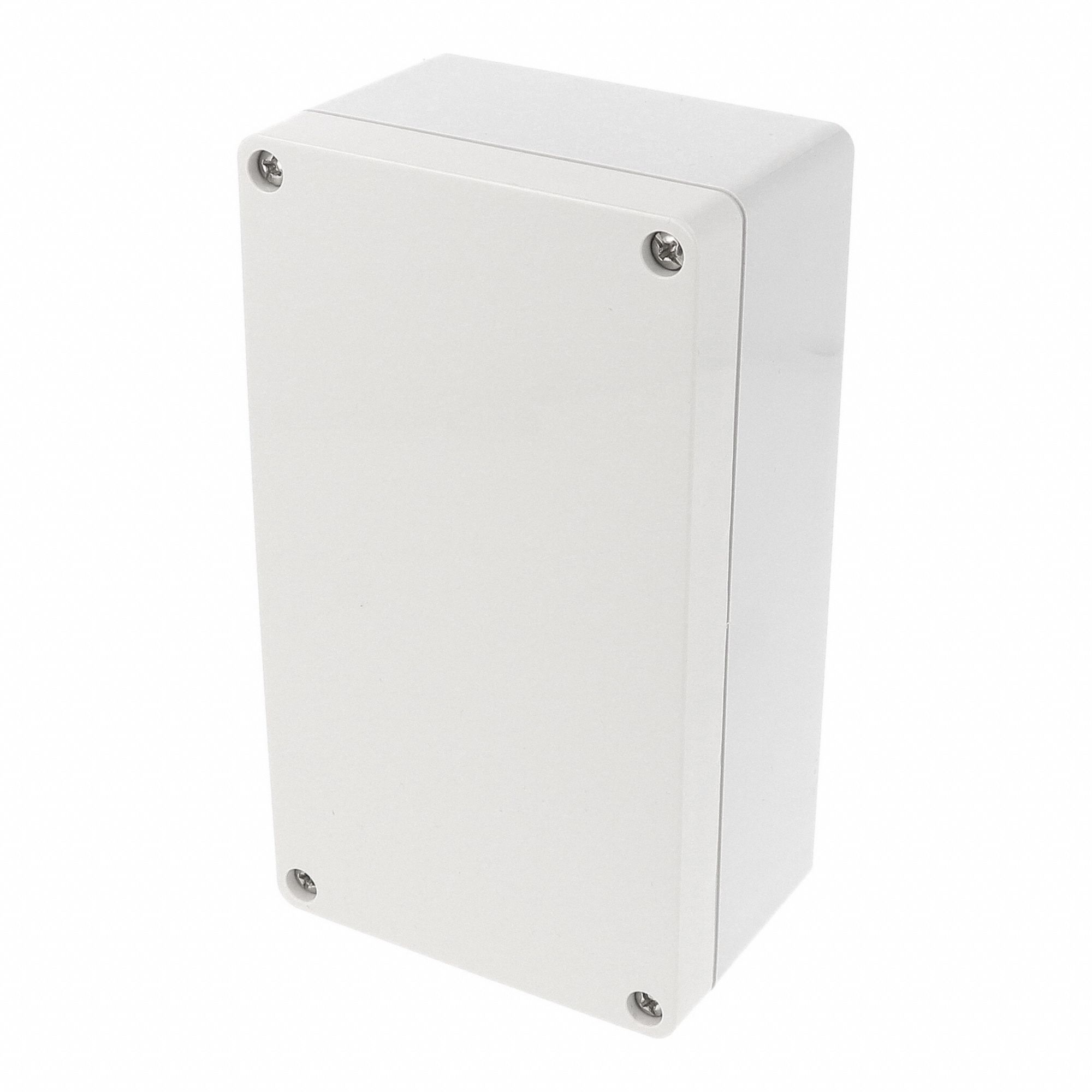 Enclosure: Polycarbonate, 6 in x 3 in x 2 in, NEMA 12/13/4/4X/6/6P, Screw On, Solid Cover