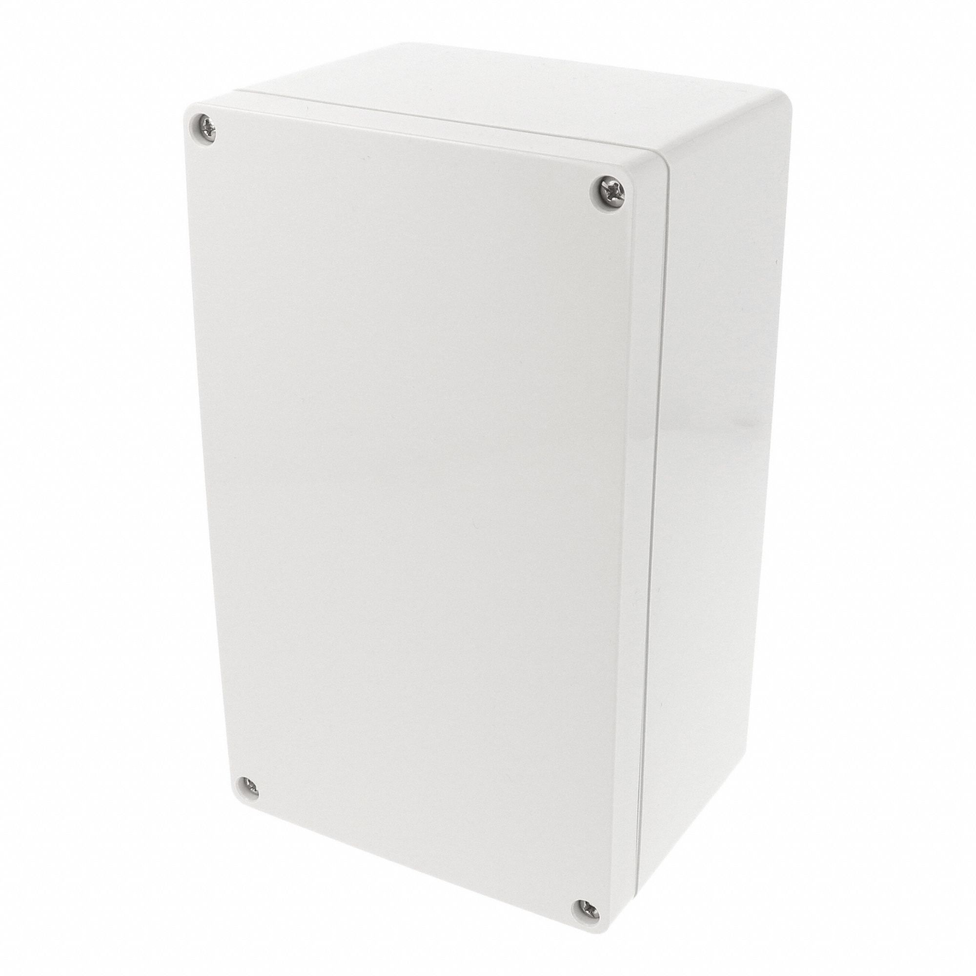 Enclosure: Polycarbonate, 7 in x 4 in x 4 in, NEMA 12/13/4/4X/6/6P, Screw On, Solid Cover