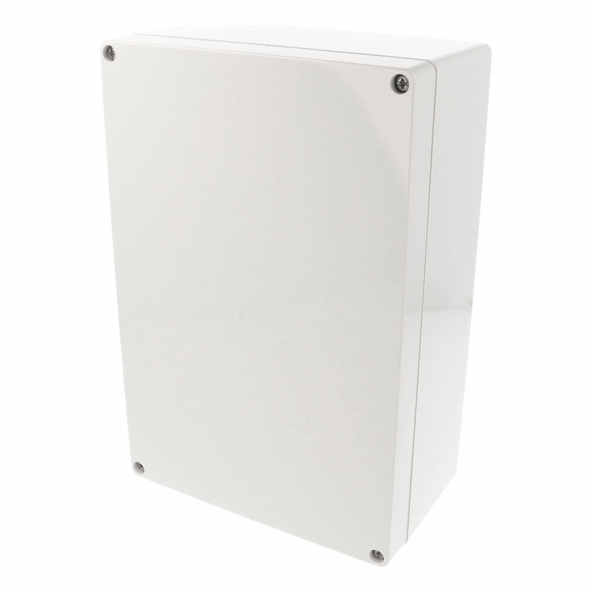 Enclosure: Polycarbonate, 9 in x 6 in x 4 in, NEMA 12/13/4/4X/6/6P, Screw On, Solid Cover