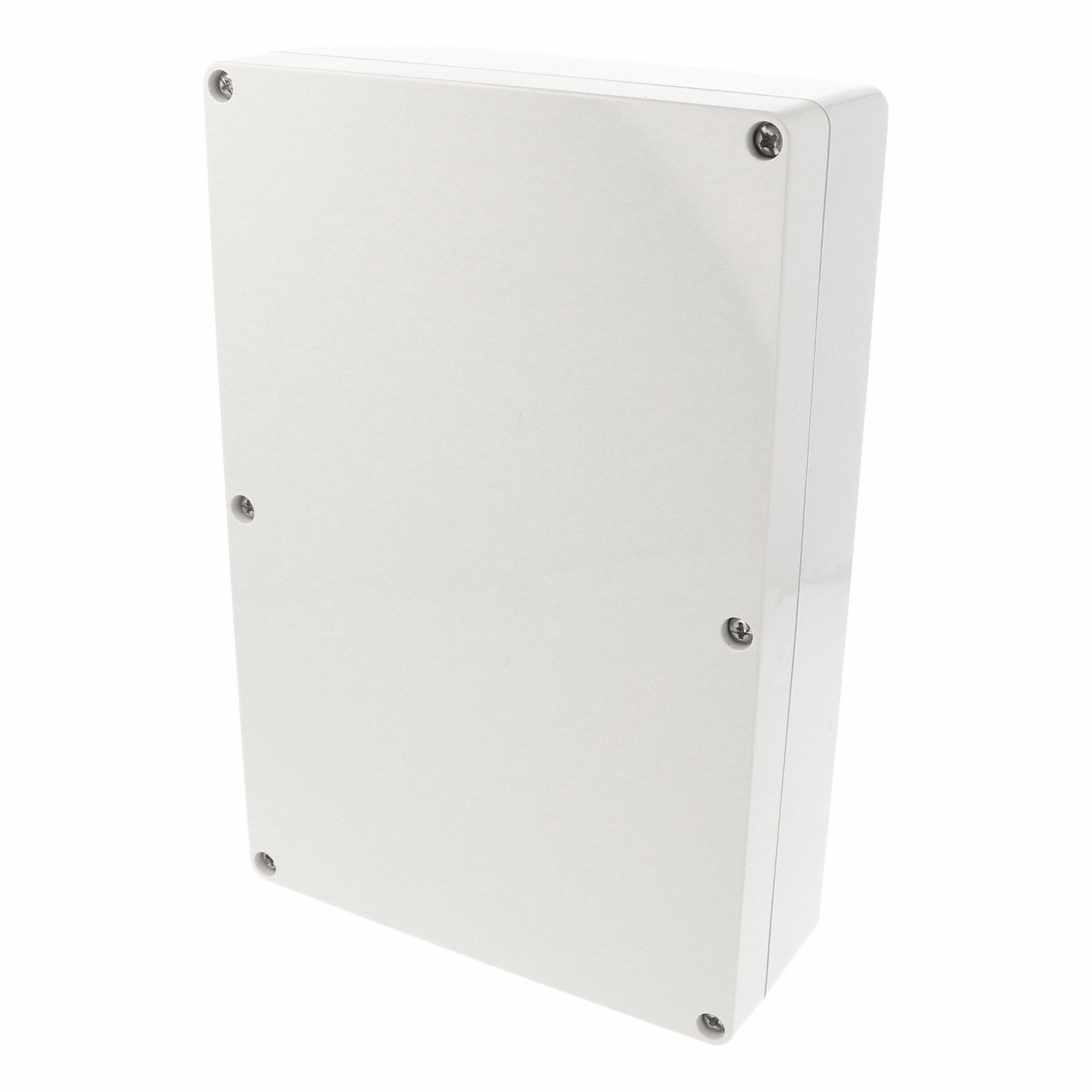 Enclosure: Polycarbonate, 9 in x 6 in x 2 in, NEMA 12/13/4/4X/6/6P, Screw On, Solid Cover