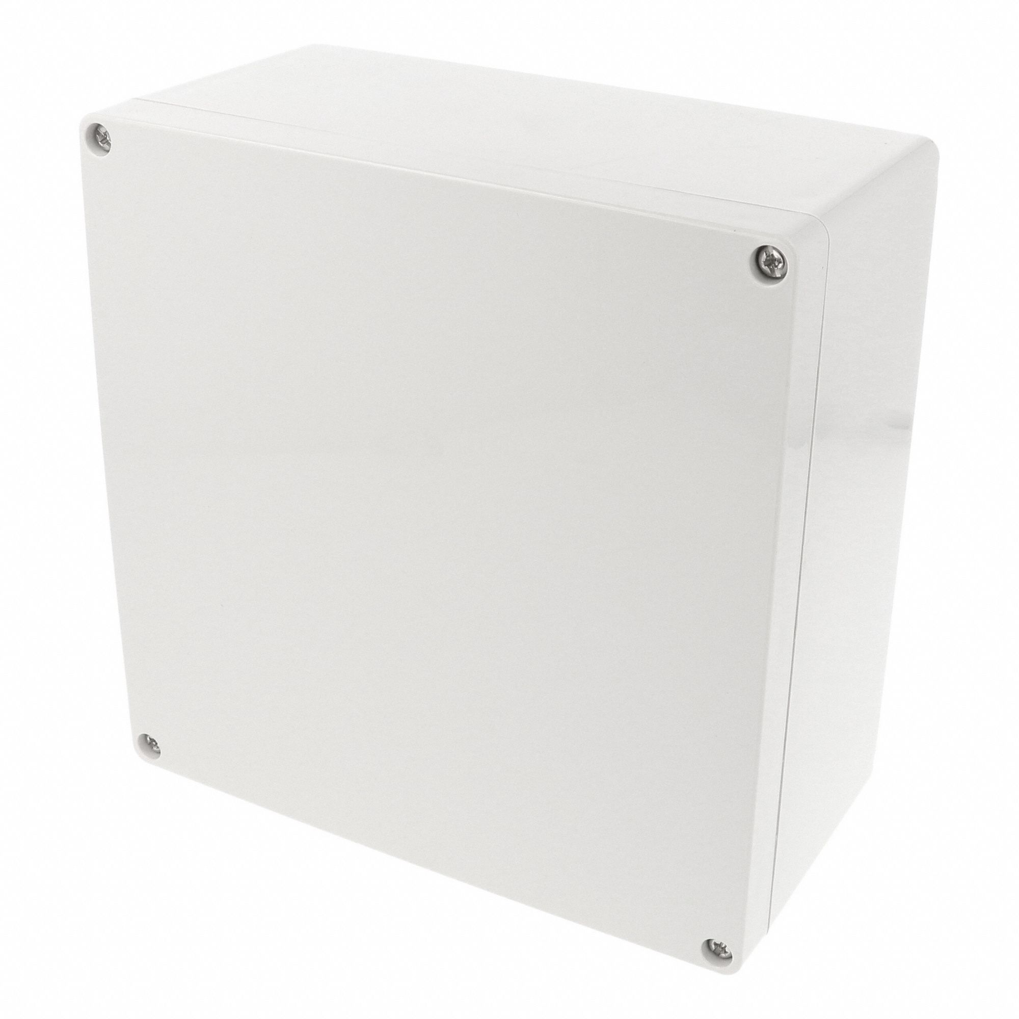 Enclosure: Polycarbonate, 7 in x 7 in x 4 in, NEMA 12/13/4/4X/6/6P, Screw On, Solid Cover