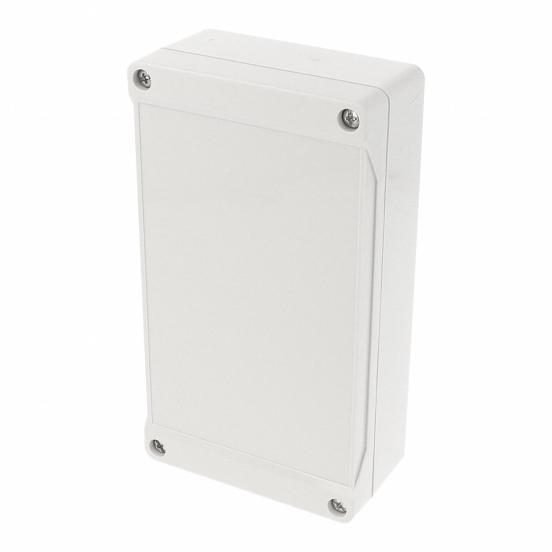 Enclosure: Polycarbonate, 6 in x 3 in x 2 in, NEMA 12/13/4/4X/6/6P, Screw On, Solid Cover