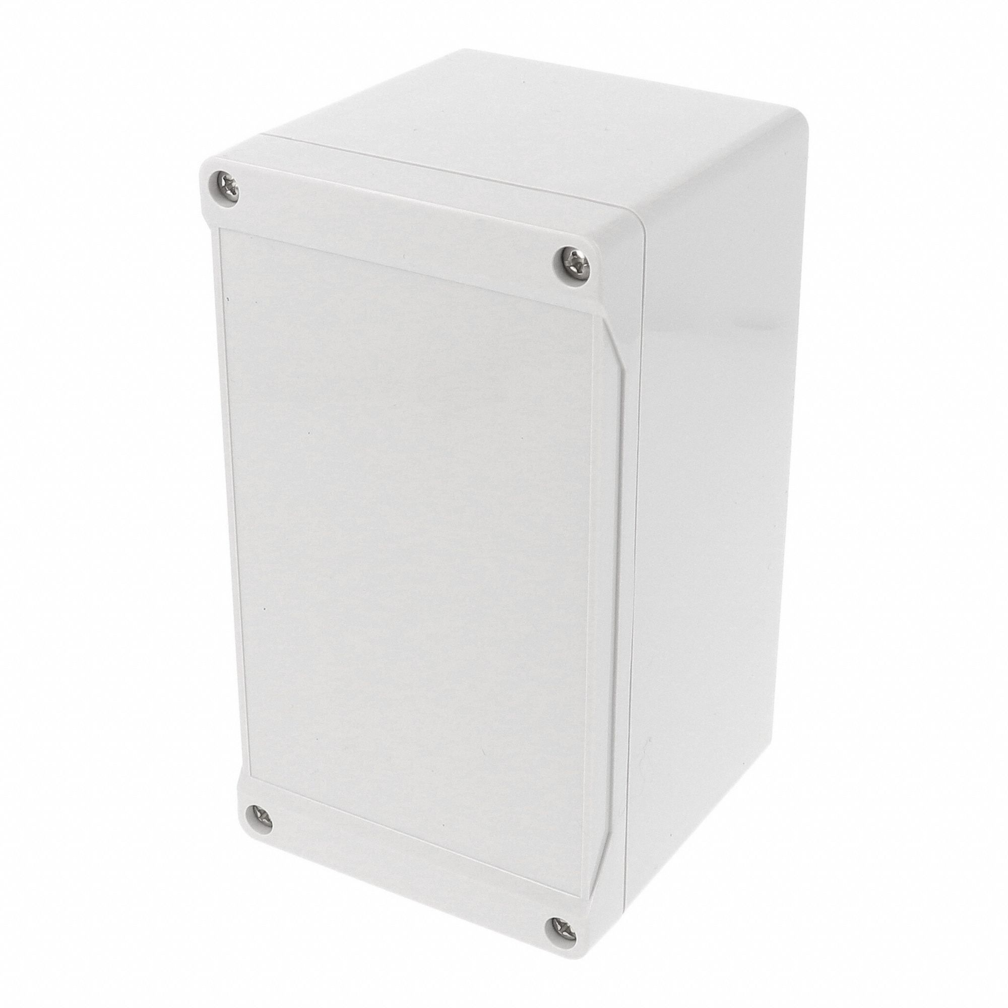 Enclosure: Polycarbonate, 6 in x 3 in x 4 in, NEMA 12/13/4/4X/6/6P, Screw On, Solid Cover