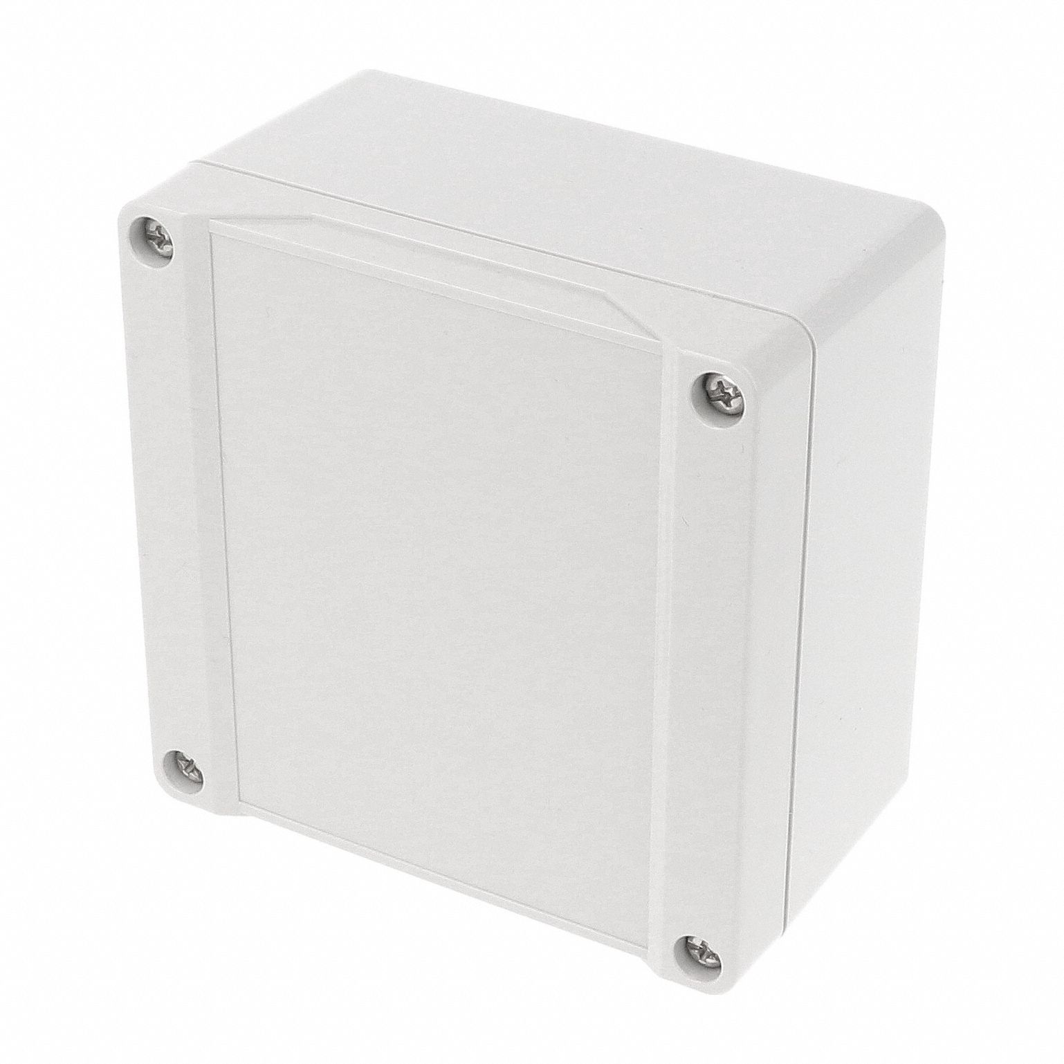 Enclosure: Polycarbonate, 4 in x 4 in x 2 in, NEMA 12/13/4/4X/6/6P, Screw On, Solid Cover