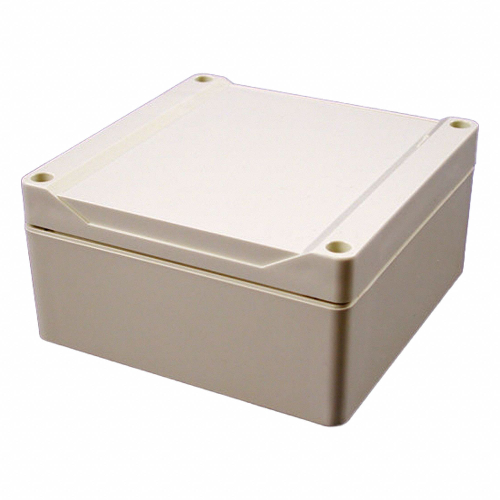 Enclosure: Polycarbonate, 4 in x 4 in x 2 in, NEMA 12/13/4/4X/6/6P, Screw On, Solid Cover