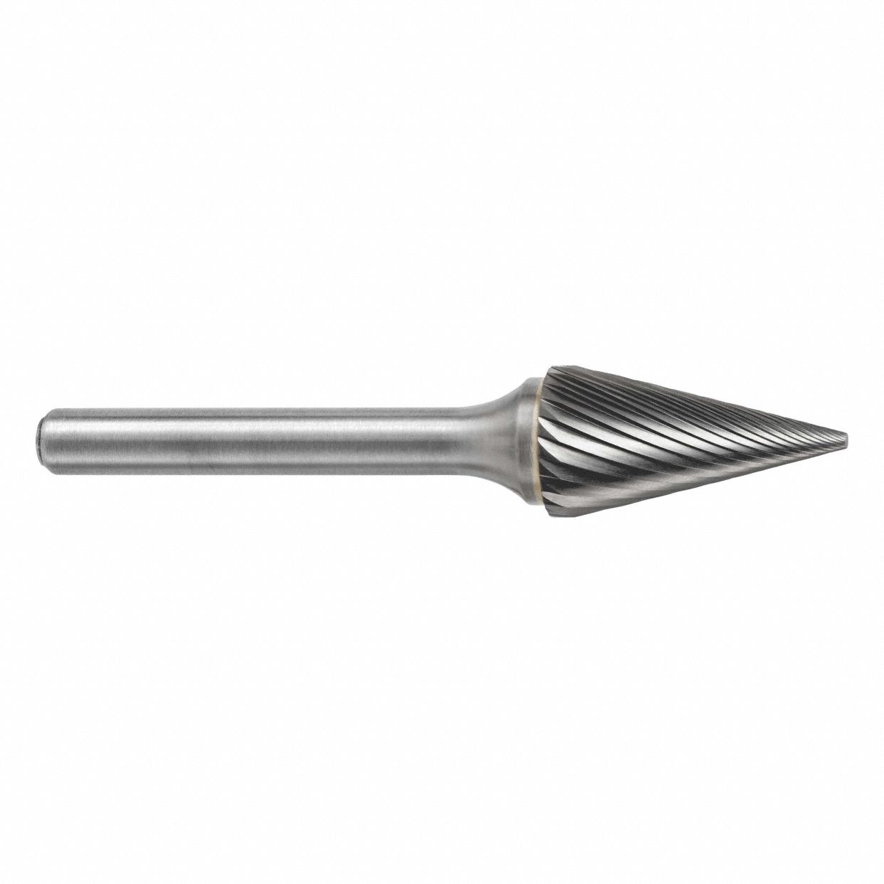 Carbide Bur: Pointed-End Cone, SM-4, Single Cut, 3/8" x 5/8" Head, 1/4" Shank