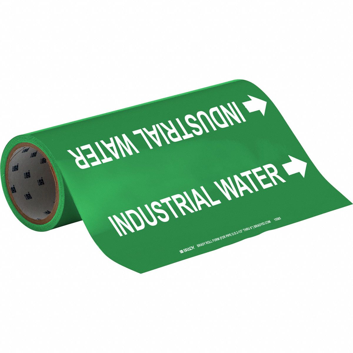 Pipe Marker: Industrial Water, Green, White, Fits 2 1/2 to 6 in Pipe O.D., 30 Pipe Markers