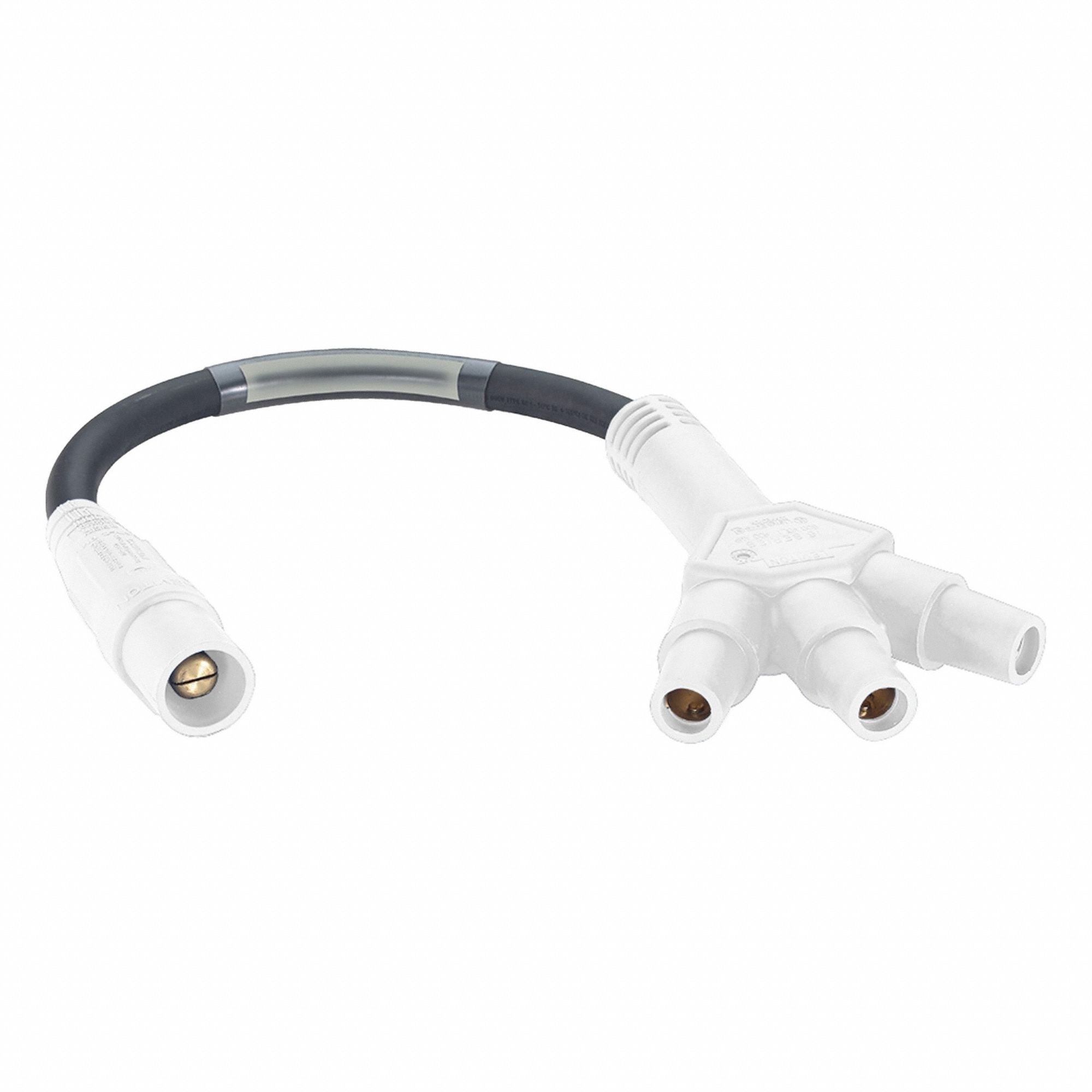 3-Fer Adapter: Male-Female-Female-Female, 400 A, White