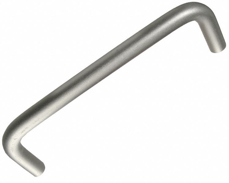 Pull Handle: Threaded Holes, Stainless Steel, Silver, 6 in Mounting Hole Center to Center