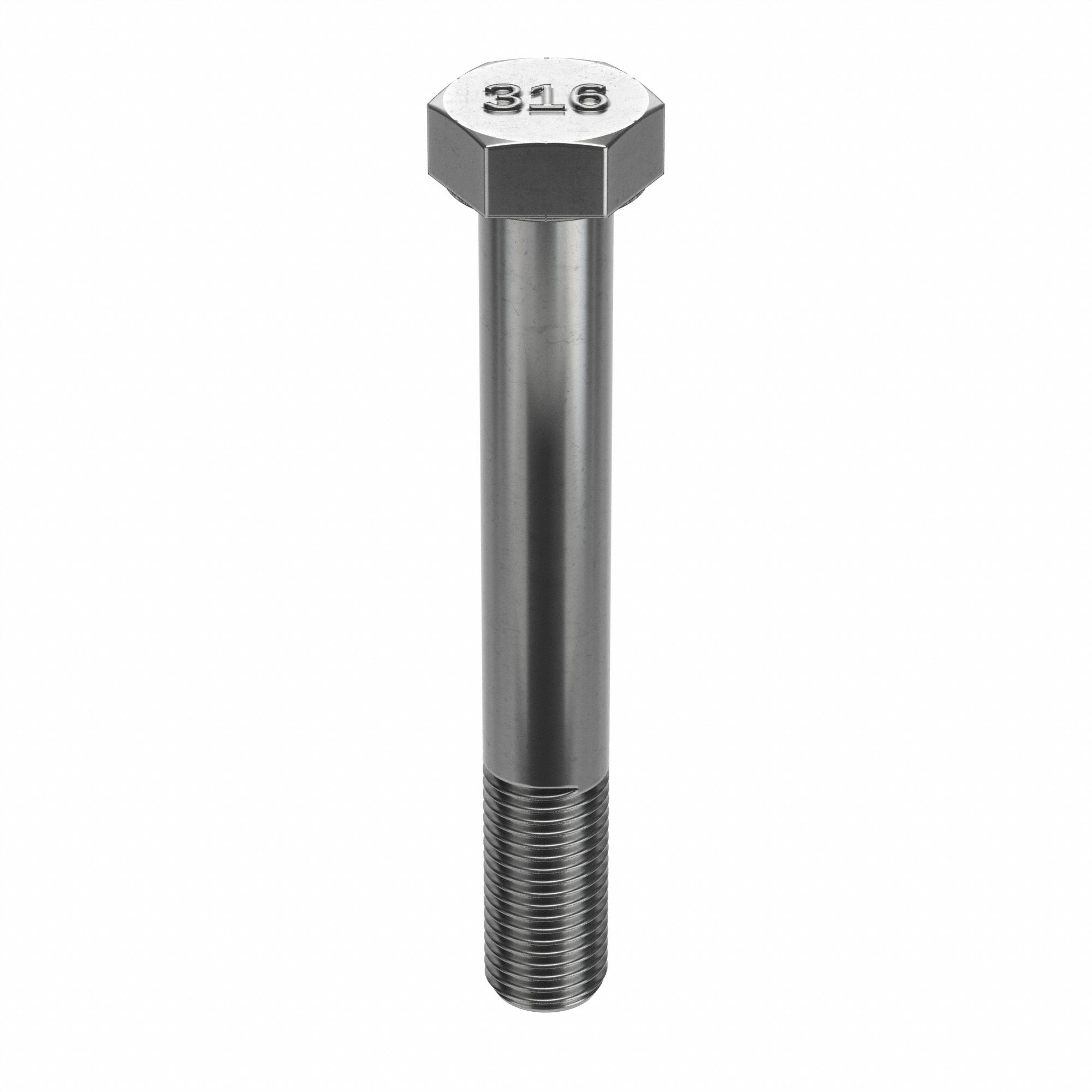 Hex Head Cap Screw: Stainless Steel, 316, Plain, 1 1/4"-7, Coarse, 8 in lg, Globally Sourced, Inch