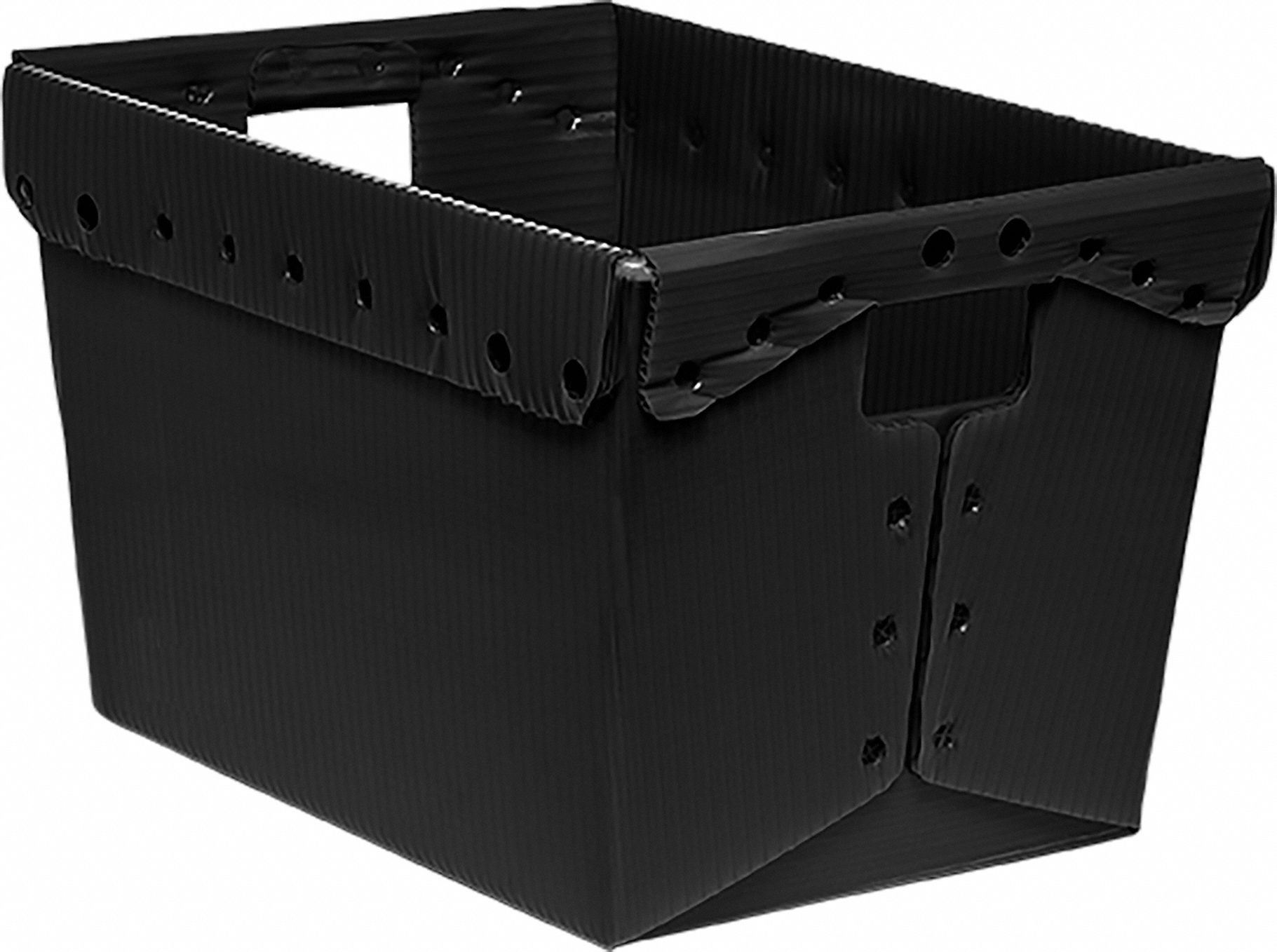 Tote: 1.6 cu ft, 18 1/4 in x 13 1/4 in x 11 5/8 in, Black, Lid Not Included