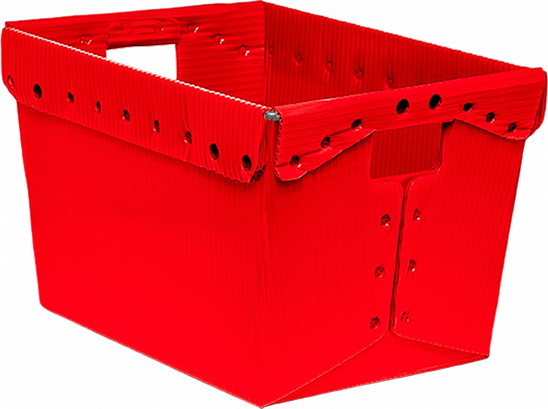 Tote: 1.6 cu ft, 18 1/4 in x 13 1/4 in x 11 5/8 in, Red, Lid Not Included