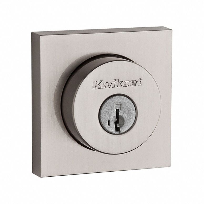 Single Cylinder Deadbolt: Cylindrical, 1 3/4 in Door Thick - Max, Nickel