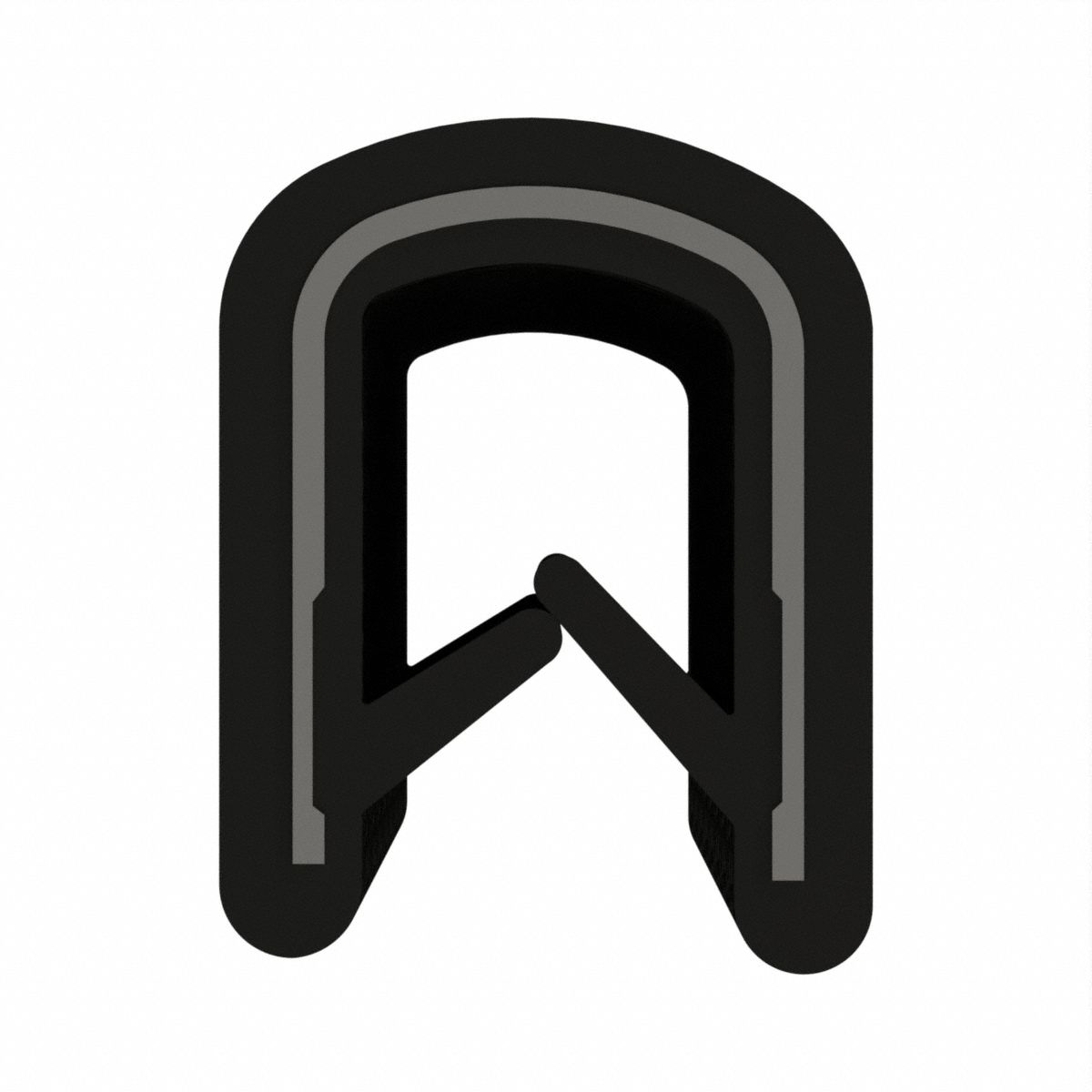 Edge Trim: Double Gripping Finger, 50 ft Overall Lg, PVC Outer, 17/32 in Leg Lg