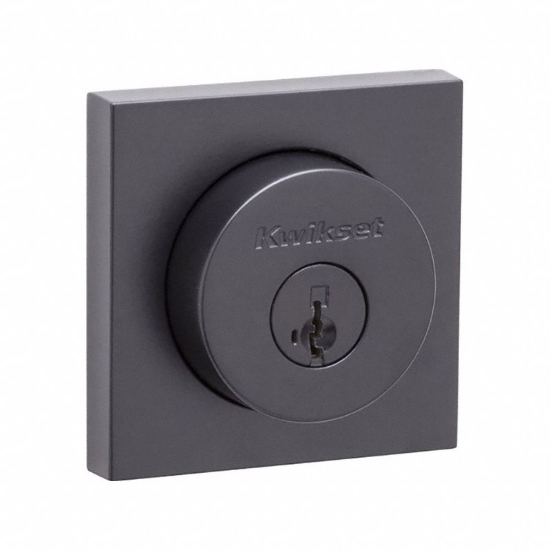 Single Cylinder Deadbolt: Cylindrical, 1 3/4 in Door Thick - Max, Black