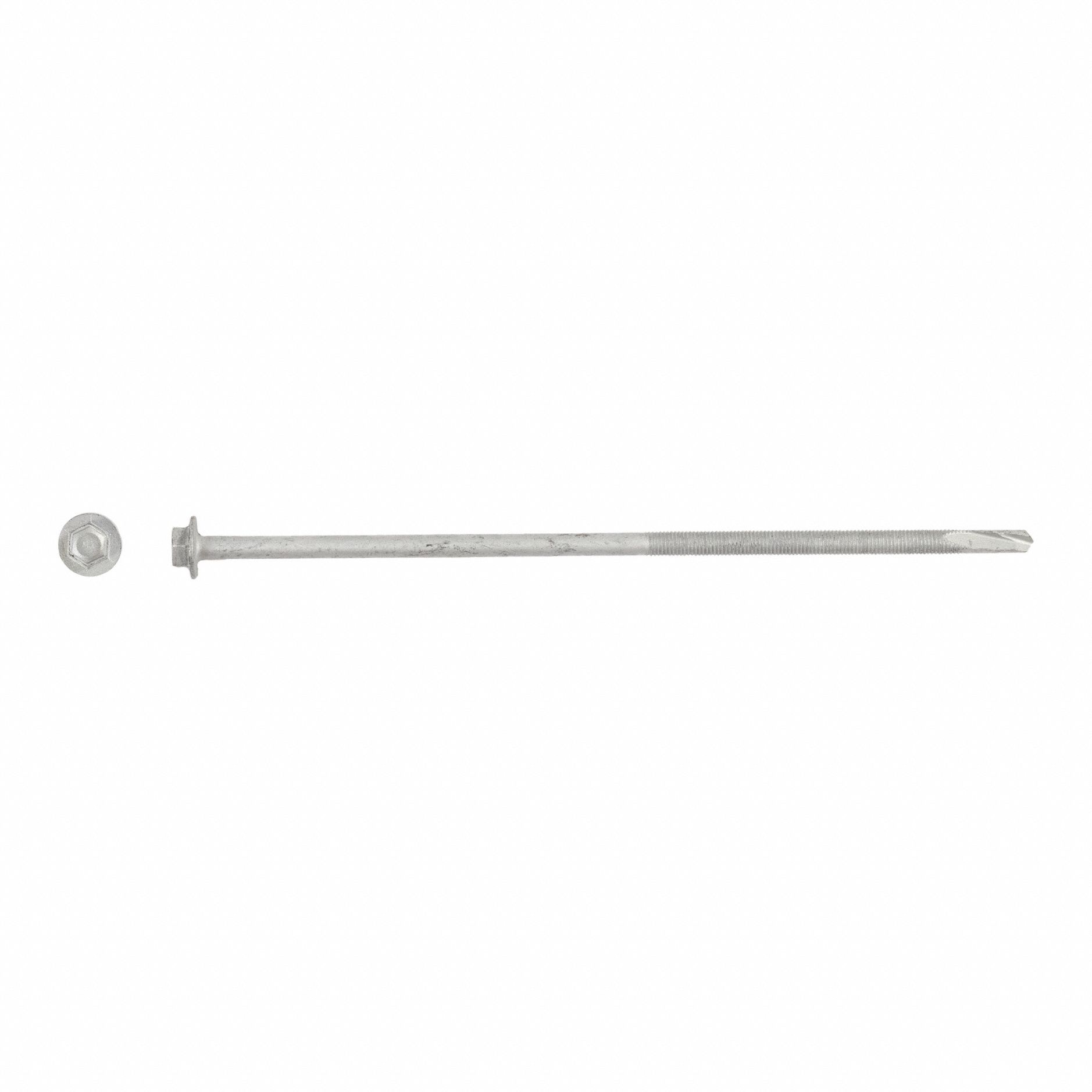 Self-Drilling Screw: 1/4 in Size, 8 in Lg, Steel, Climaseal™, Hex Washer, External Hex, 150 PK