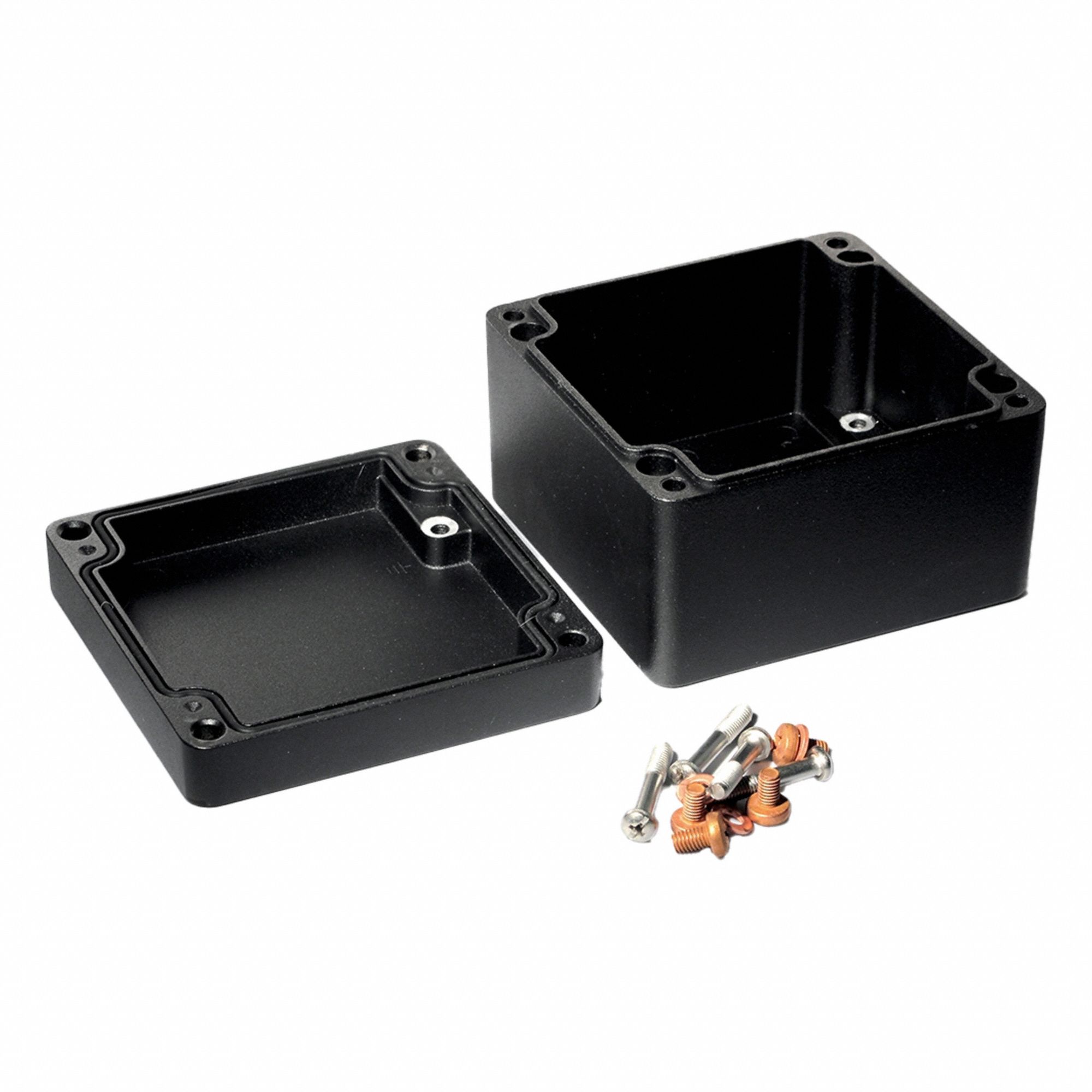 Enclosure: Die-Cast Aluminum, 4 in x 4 in x 3 in, NEMA 12/13/4/4X/6/6P, Screw On