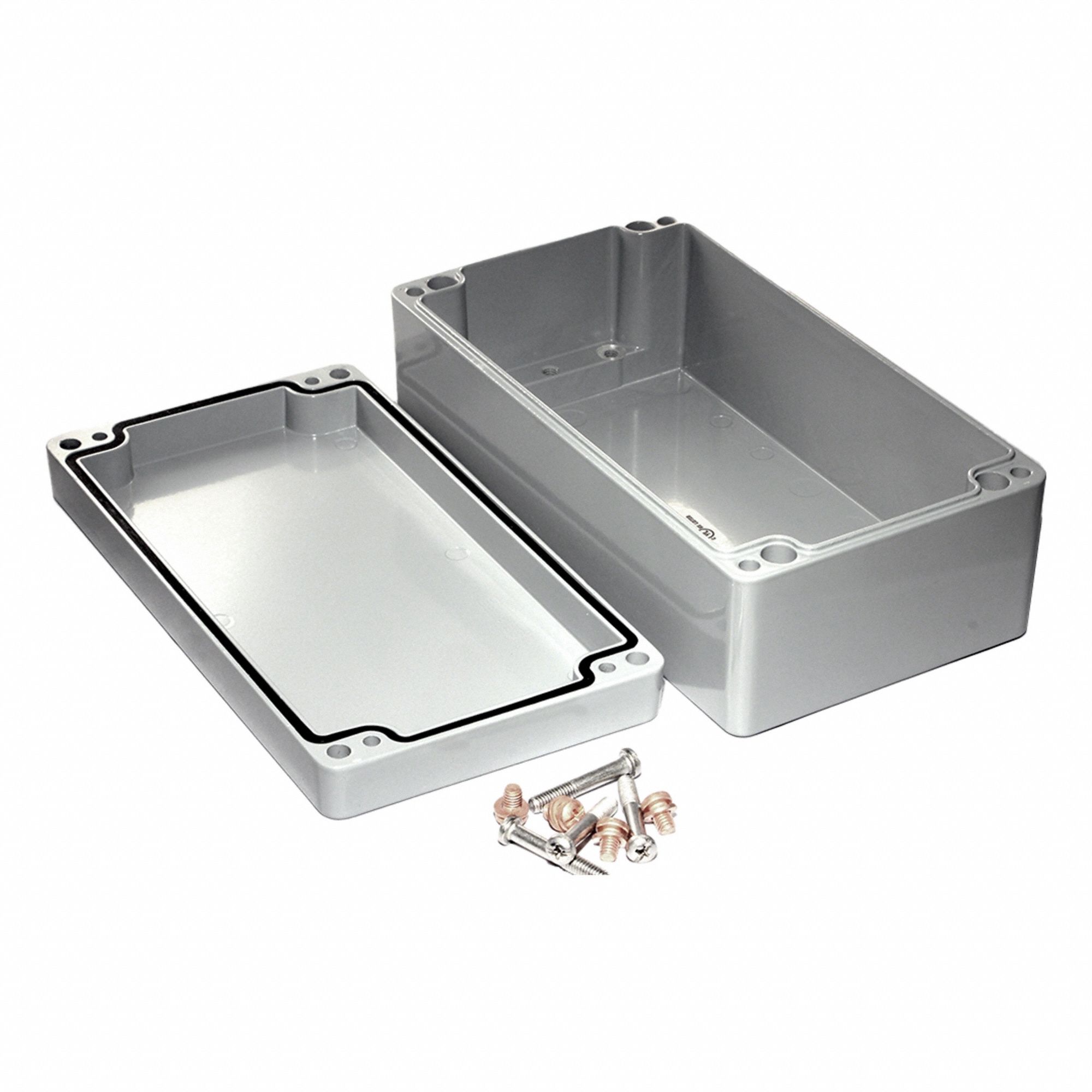 Enclosure: Die-Cast Aluminum, 8 in x 4 in x 3 in, NEMA 12/13/4/4X/6/6P, Screw On