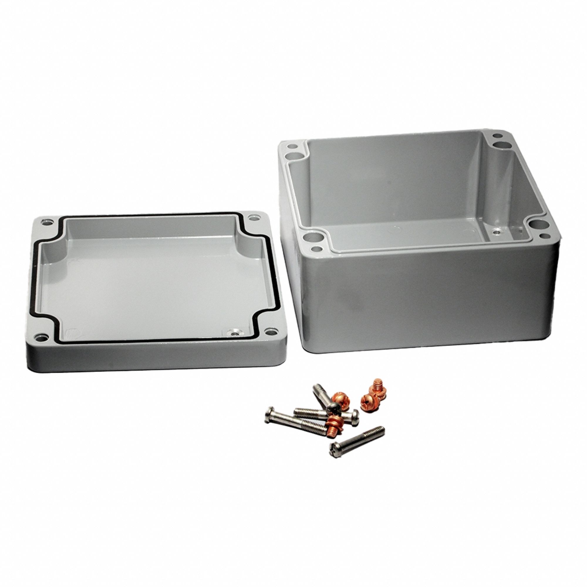 Enclosure: Die-Cast Aluminum, 6 in x 6 in x 4 in, NEMA 12/13/4/4X/6/6P, Screw On