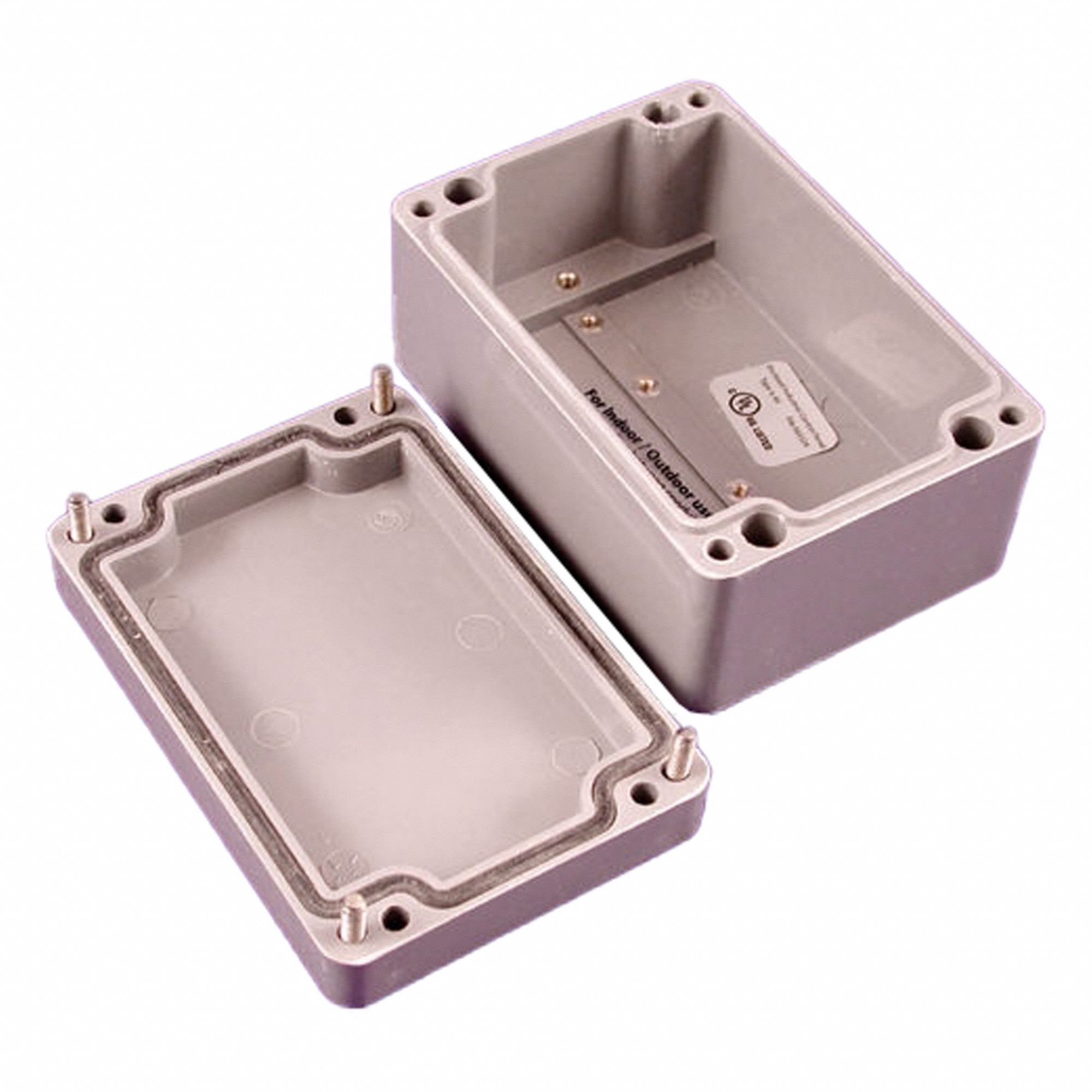 Enclosure: Polyester, 4 in x 2 in x 2 in, NEMA 4/4X, Solid Cover, Screw On