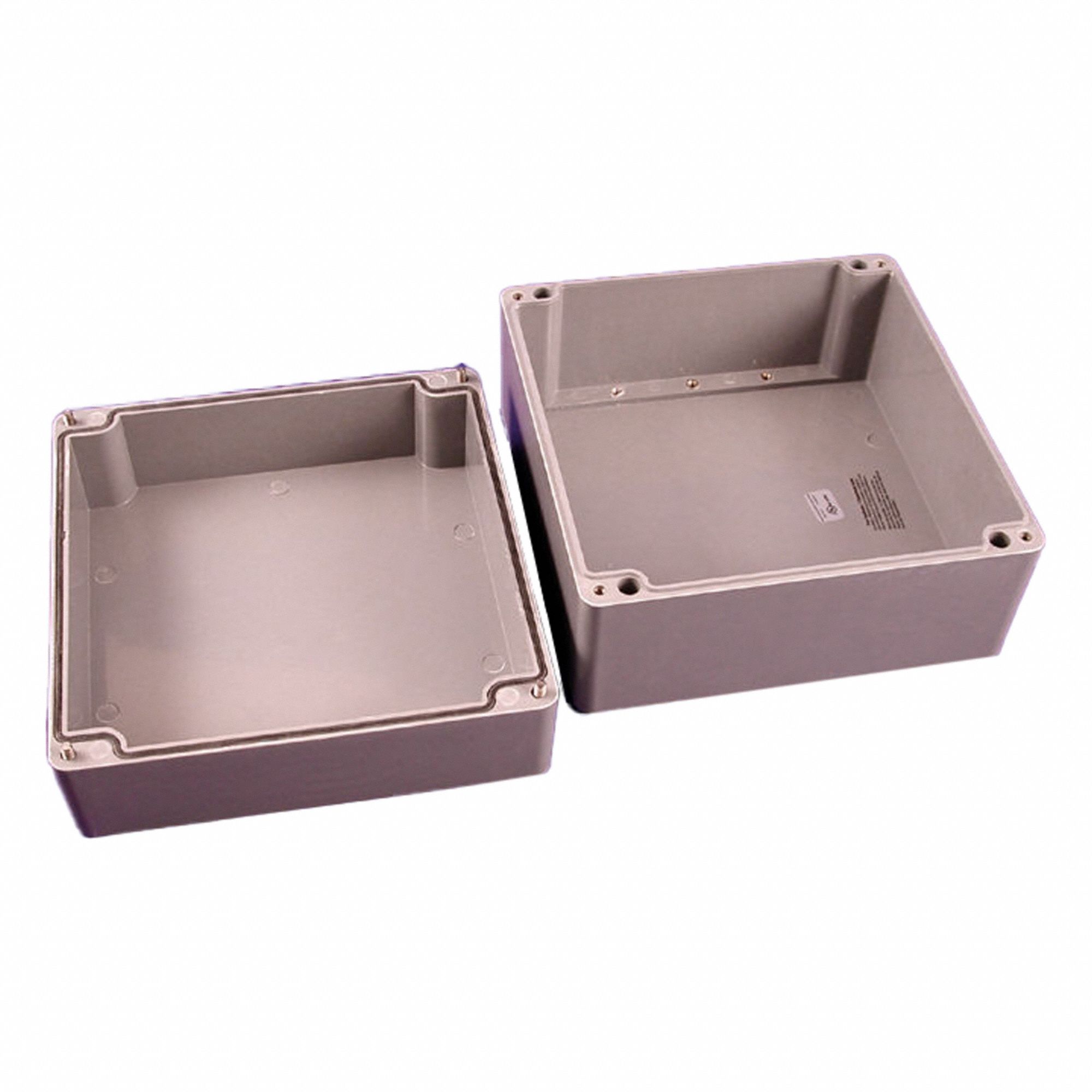 Enclosure: Polyester, 10 in x 9 in x 6 in, NEMA 4/4X, Solid Cover, Screw On