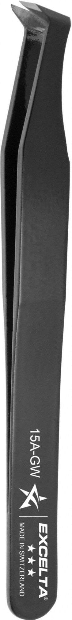 Tweezers: Carbon Steel, Round, Bent Tip, 0.25 in Tip Thick