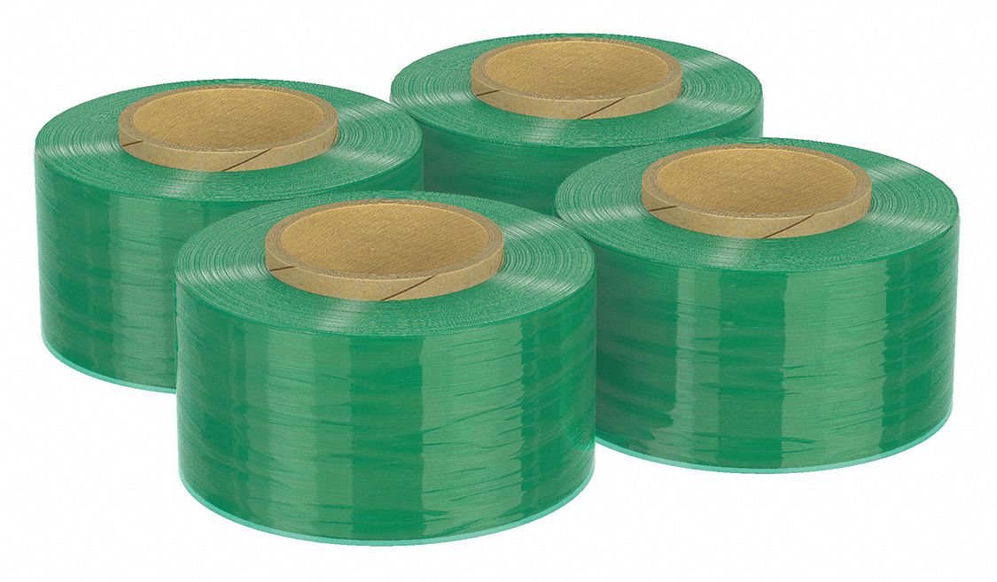Stretch Wrap: 120 ga Gauge, 2 in Overall Wd, 650 ft Overall Lg, Light Green, 4 PK