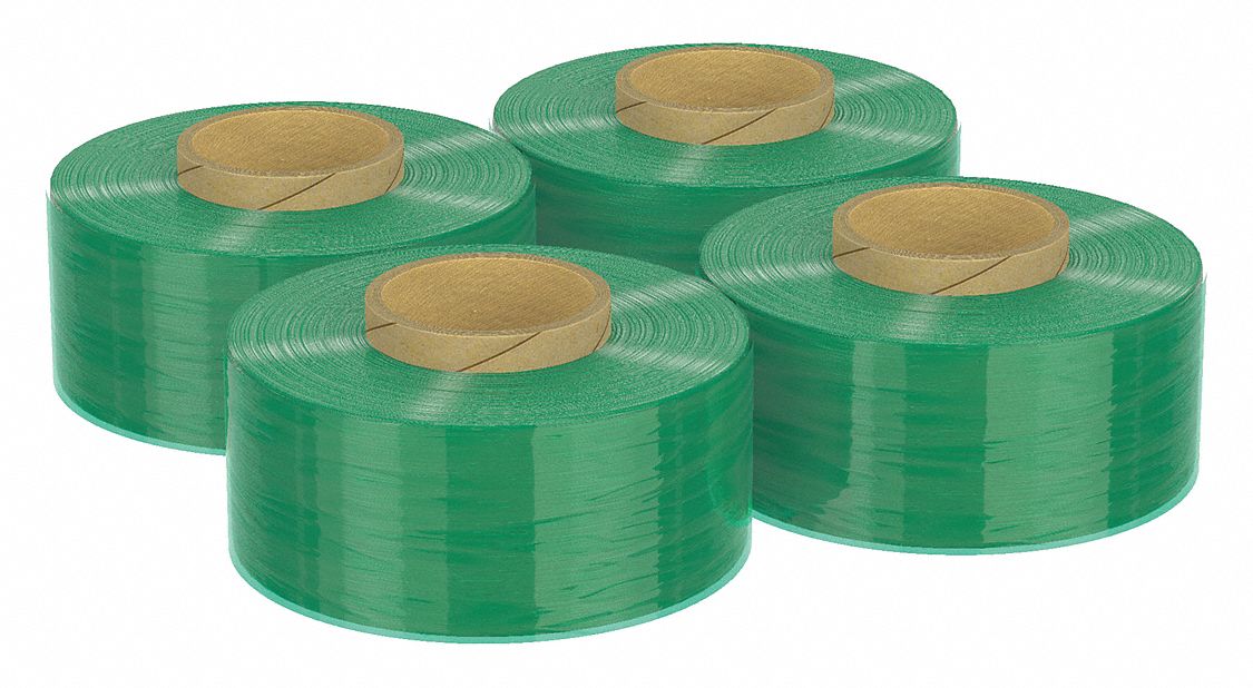 Stretch Wrap: 80 ga Gauge, 2 in Overall Wd, 1, 000 ft Overall Lg, Light Green, 4 PK