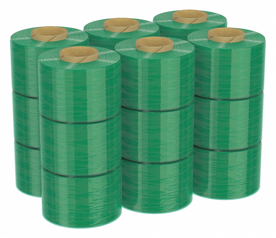 STRETCH WRAP, 80 GA, 3 IN OVERALL W, 1,000 FT OVERALL L, LIGHT GREEN, 18 PK