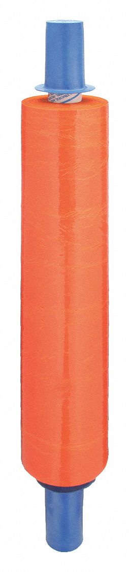 STRETCH WRAP, 80 GA, 20 IN OVERALL W, 1,000 FT OVERALL L, ORANGE