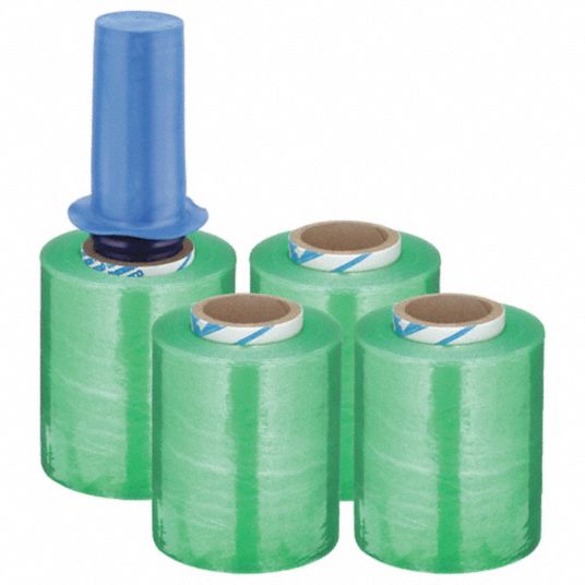 APPROVED VENDOR Stretch Wrap: 80 ga Gauge, 5 in Overall Wd, 1,000 ft  Overall Lg, Light Green, 4 PK