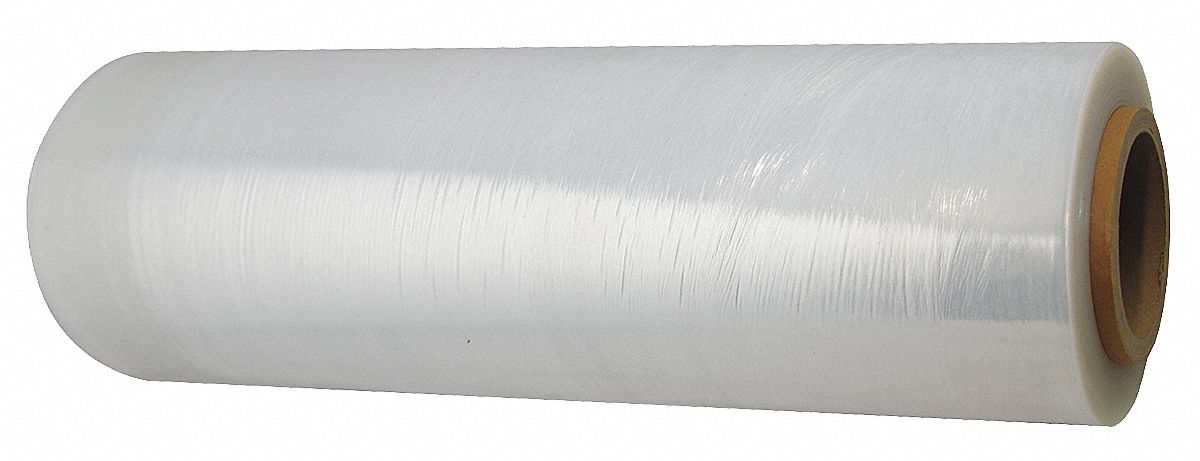 Stretch Wrap: 90 ga Gauge, 18 in Overall Wd, 1,500 ft Overall Lg, Clear, Cast Stretch Wrap