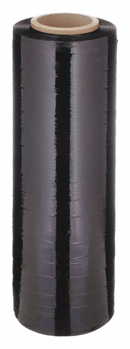 STRETCH WRAP, 80 GA, 18 IN OVERALL W, 1,500 FT OVERALL L, BLACK