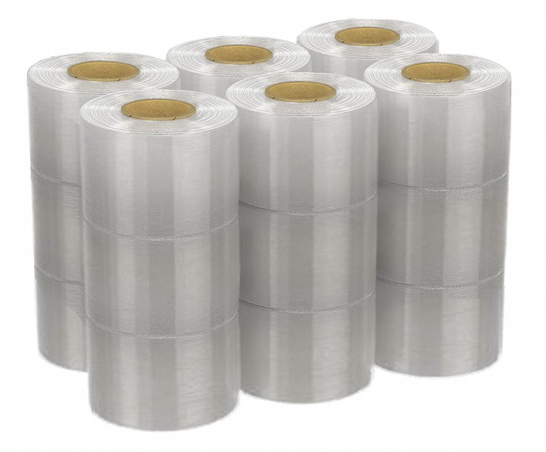 STRETCH WRAP, 80 GA, 3 IN OVERALL W, 1,000 FT OVERALL L, CLEAR, 18 PK