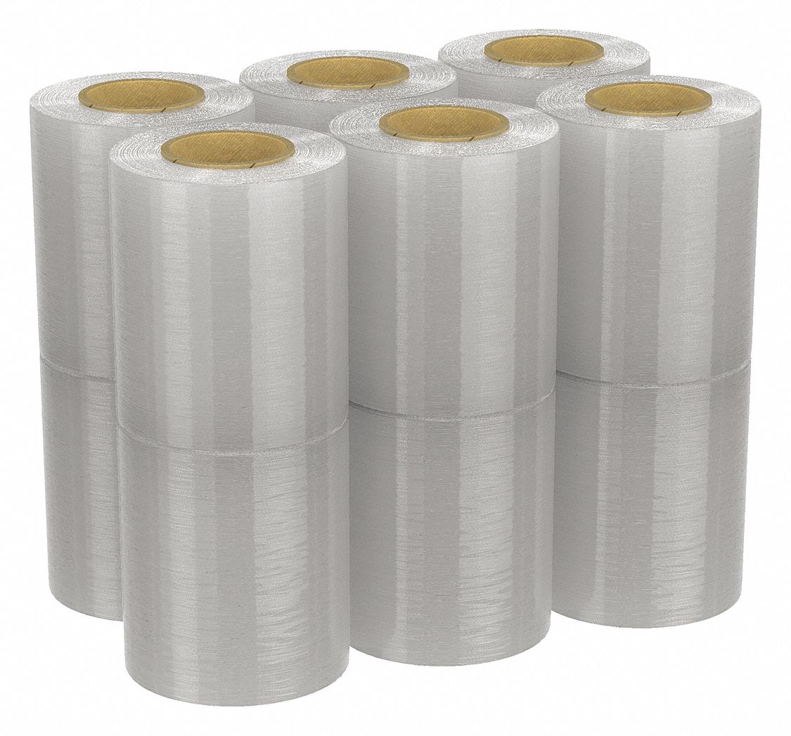 STRETCH WRAP, 120 GA, 5 IN OVERALL W, 700 FT OVERALL L, CLEAR, 12 PK