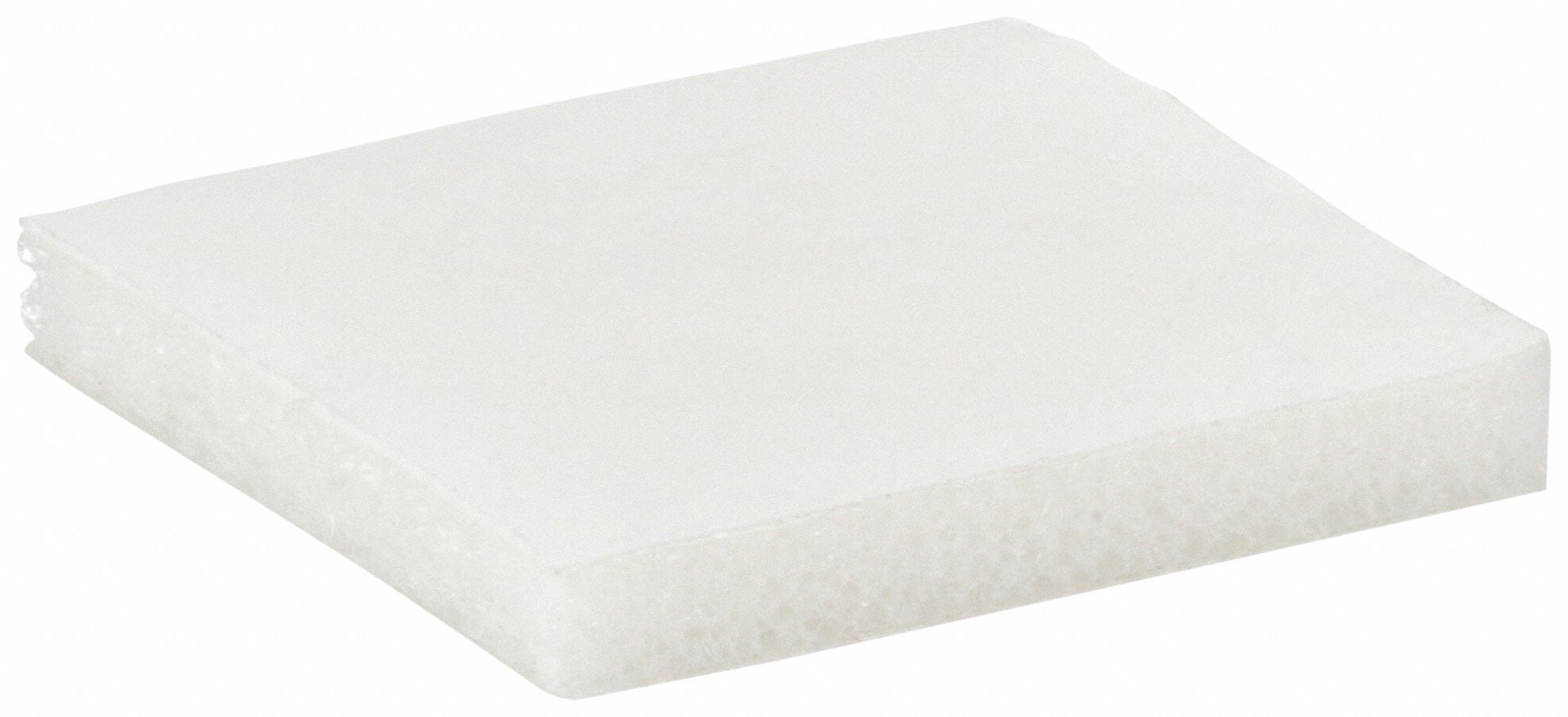 Foam Tape: Conformable, Permanent, Square, 1/2 in Wd, 1/2 in Lg, 62.5 mil Thick, Closed, White