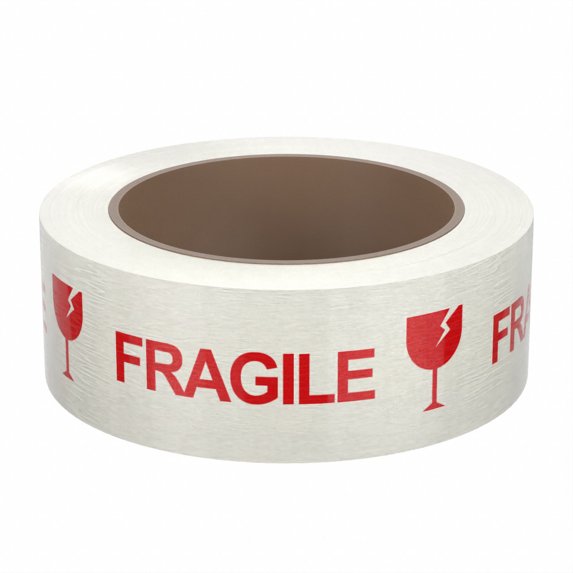 PACKAGING TAPE WITH MESSAGE, 1.9 MIL THICK, 2 IN X 55 YD, 50.8 MM X 50.29 M, WHITE, FRAGILE