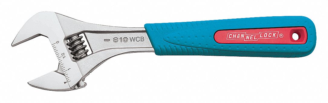 ADJUSTABLE WRENCH, ALLOY STEEL, CHROME, 10 IN OVERALL L, 1 3/8 IN JAW CAPACITY